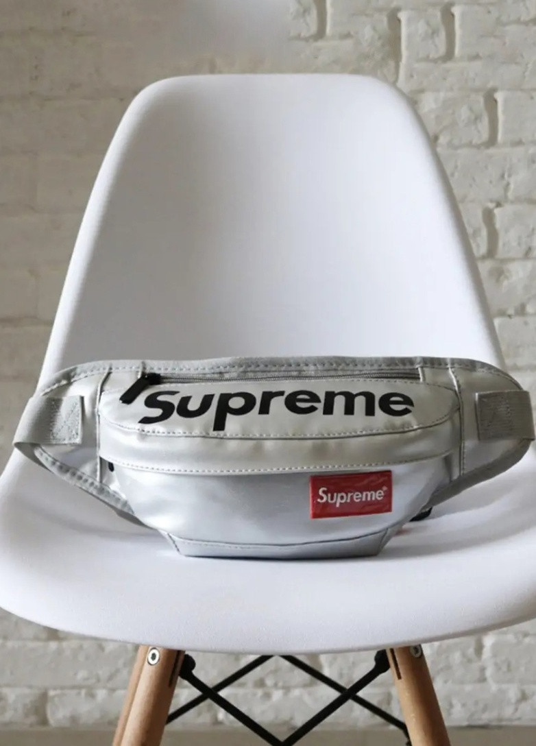 Бананка SUPREME поясна шкіряна сумка супрім срібна No Brand (253022958)