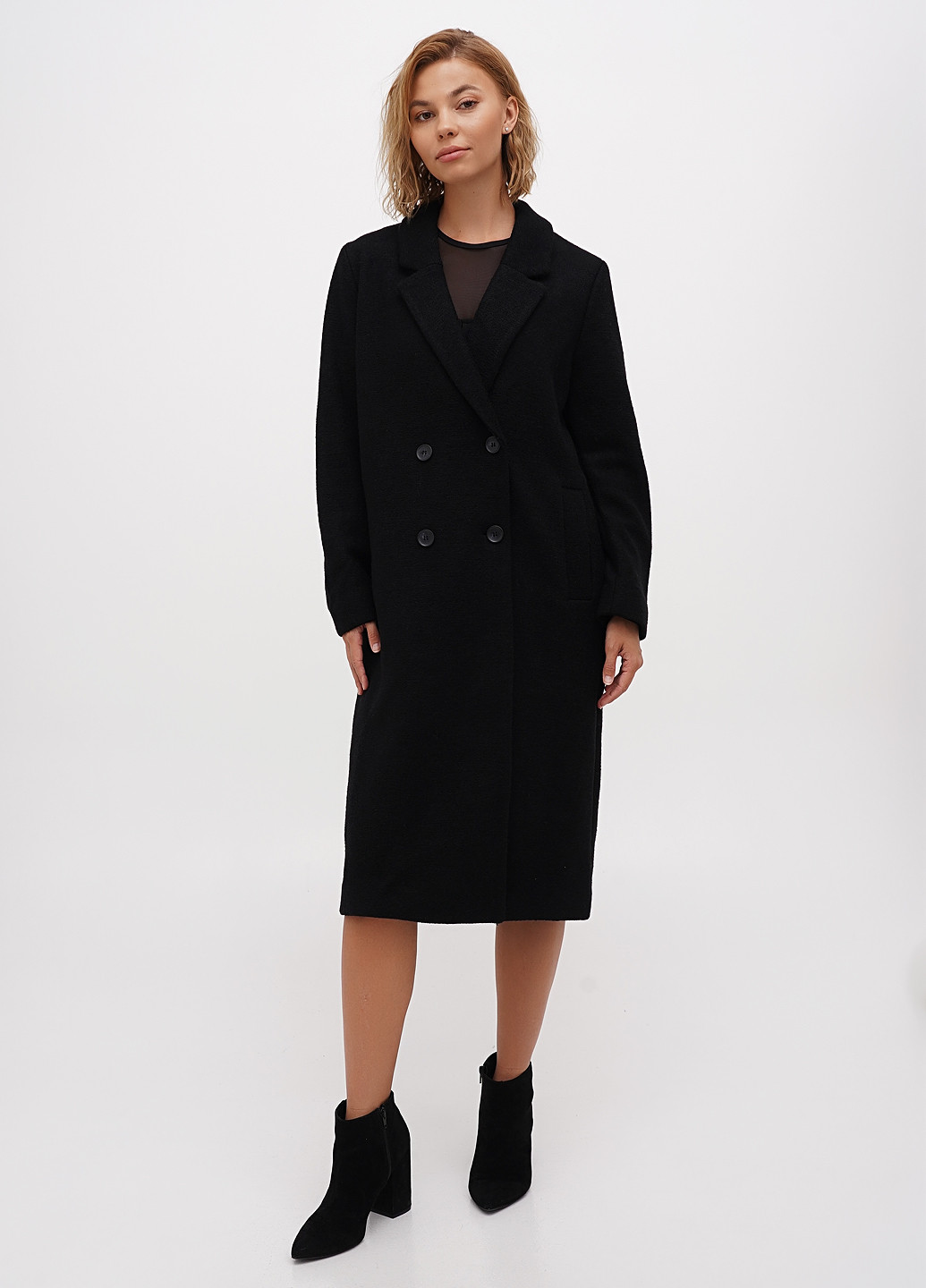 Чорне демісезонне Пальто двобортне Monki