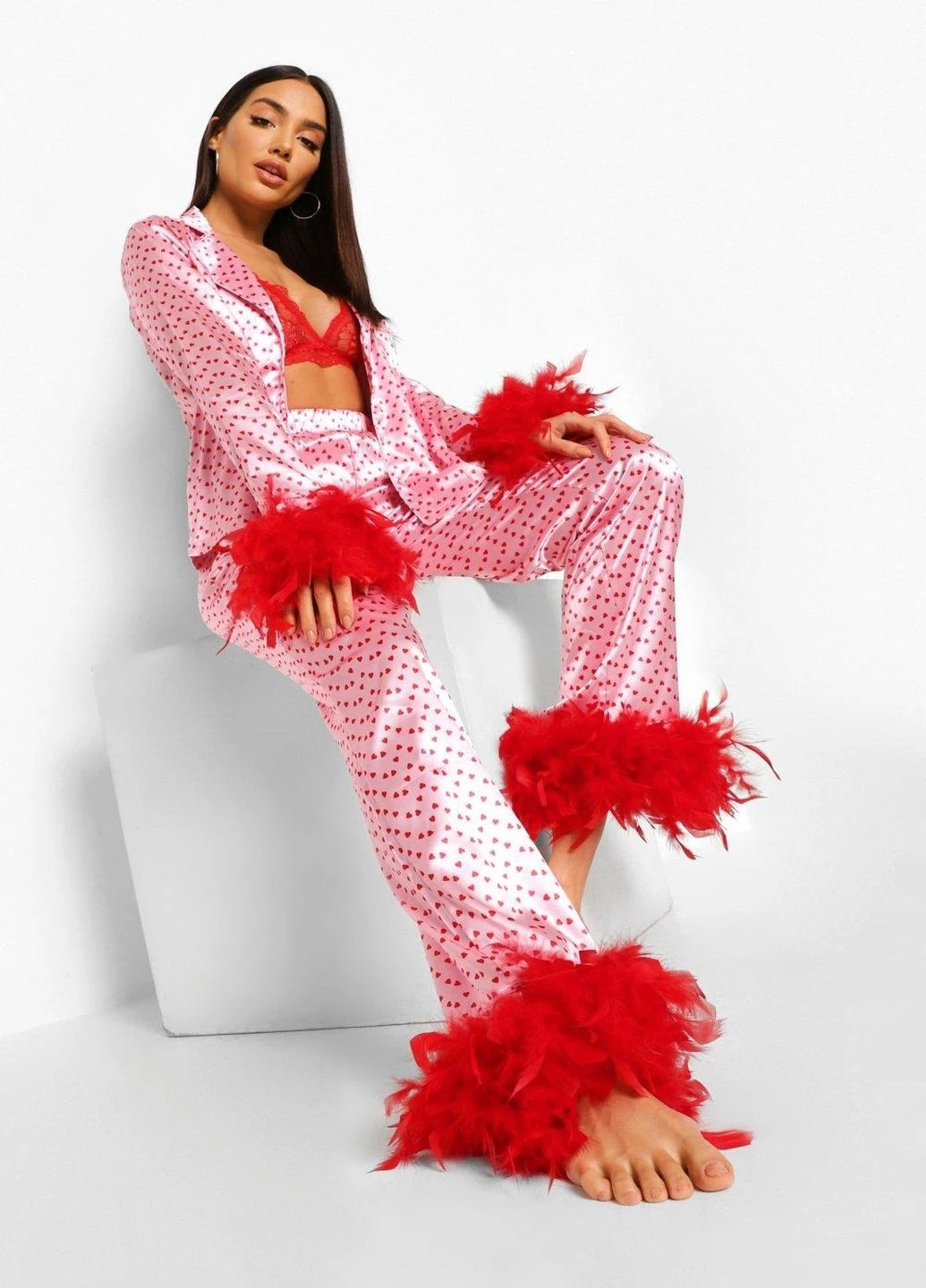 Розовая всесезон пижама Boohoo
