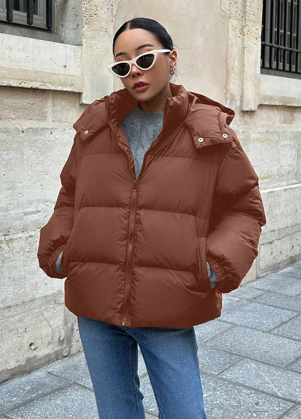 Темно-коричнева зимня куртка SHEIN