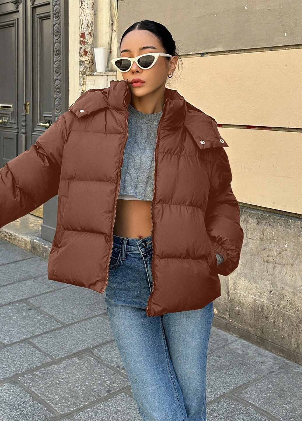 Темно-коричнева зимня куртка SHEIN