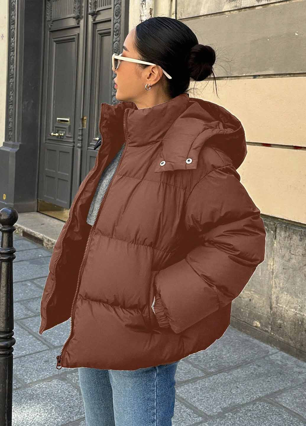 Темно-коричнева зимня куртка SHEIN
