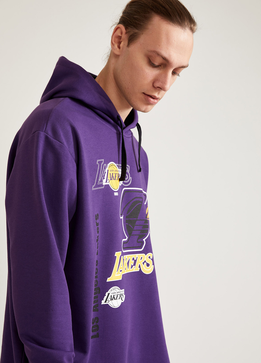 Світшот Los Angeles Lakers DeFacto Свитшот написи темно-фіолетові кежуали бавовна, трикотаж