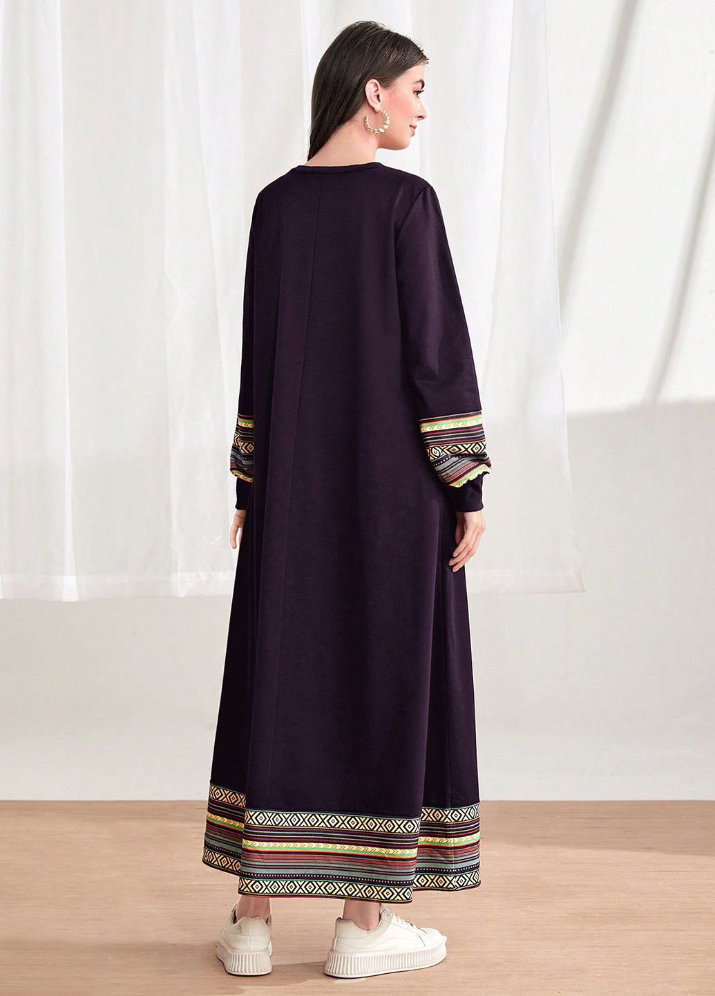 Темно-фіолетова кежуал сукня а-силует SHEIN з орнаментом