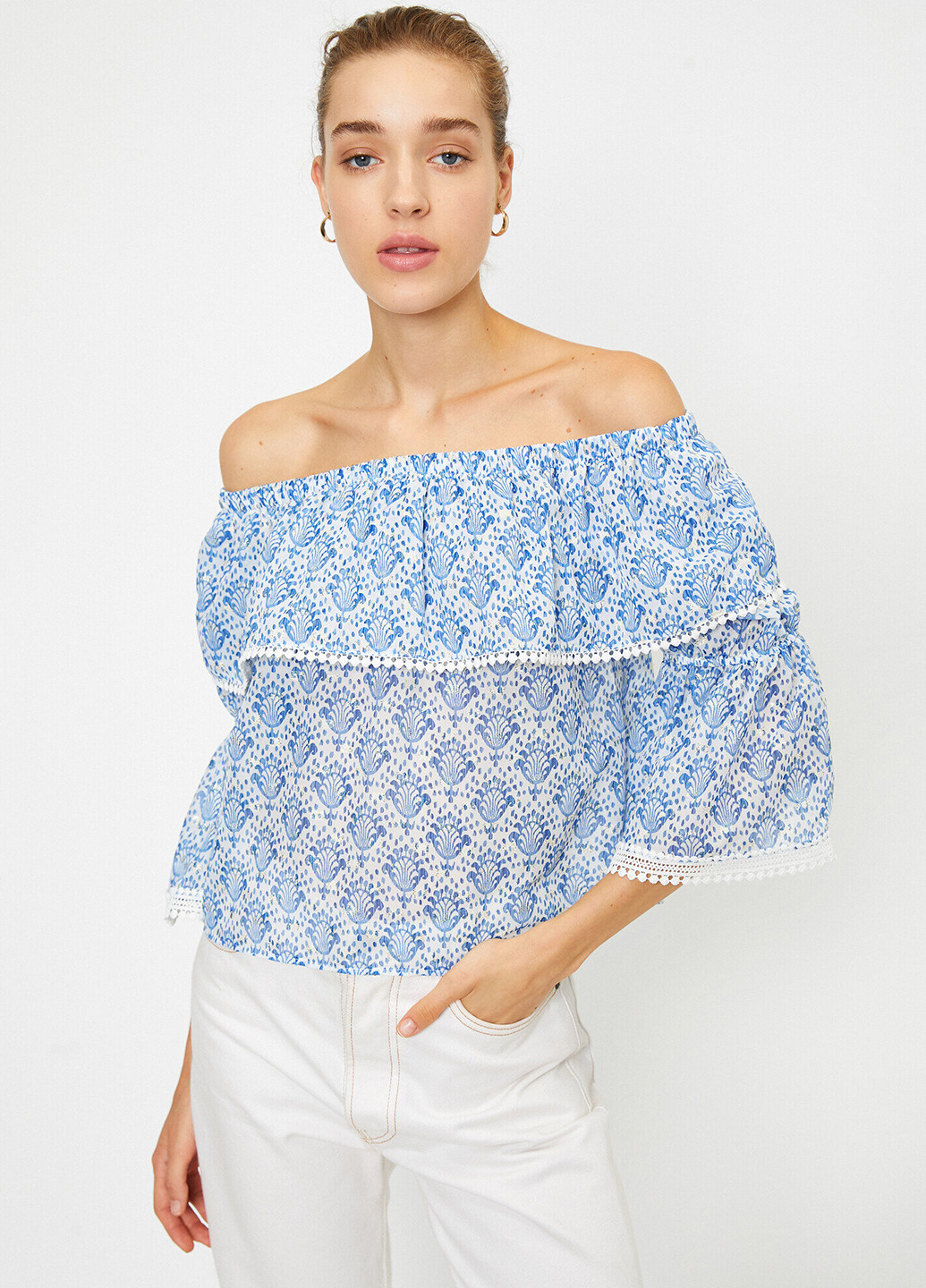 Голубая летняя блуза KOTON