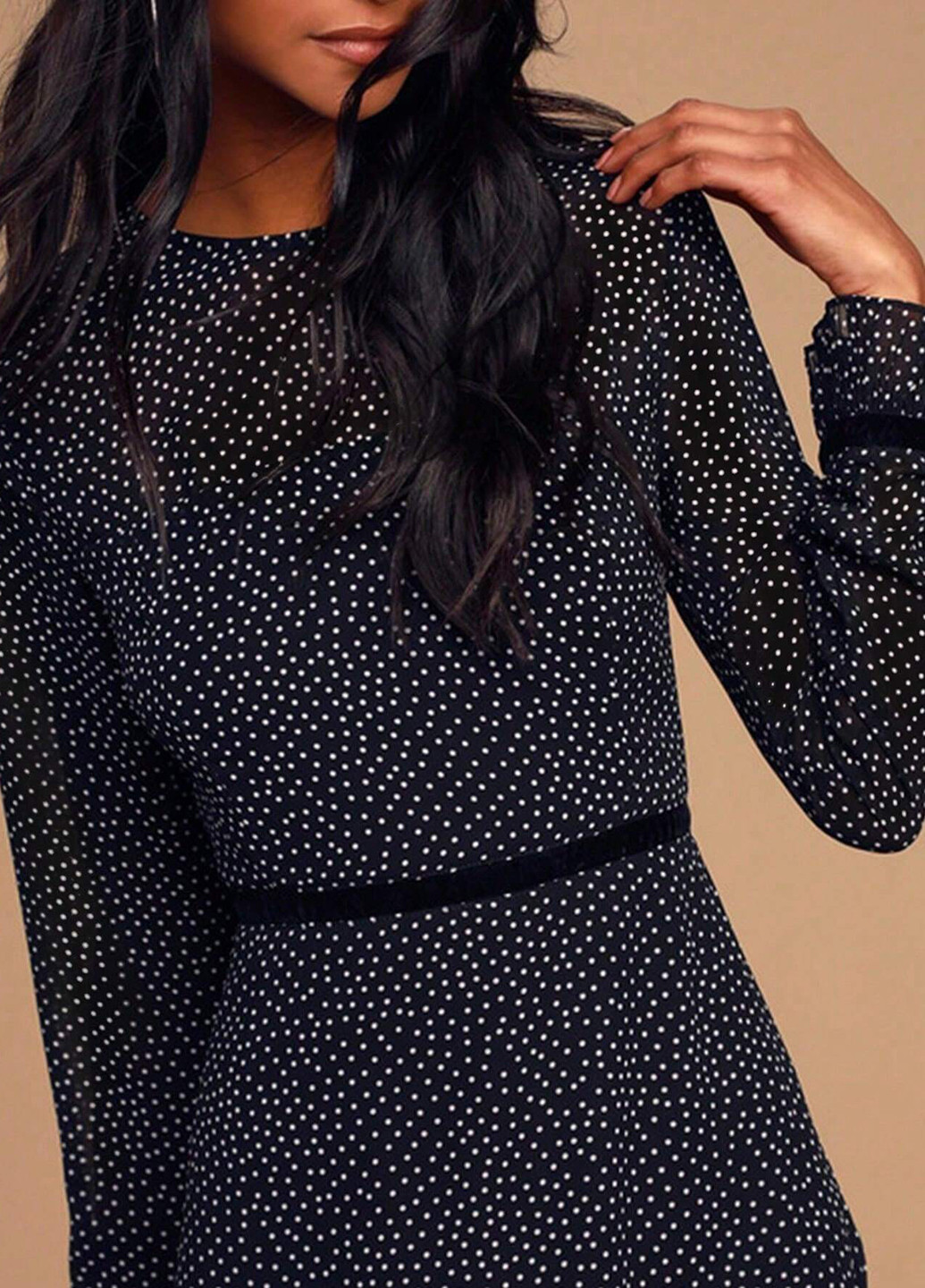 Черное кэжуал платье SHEIN в горошек