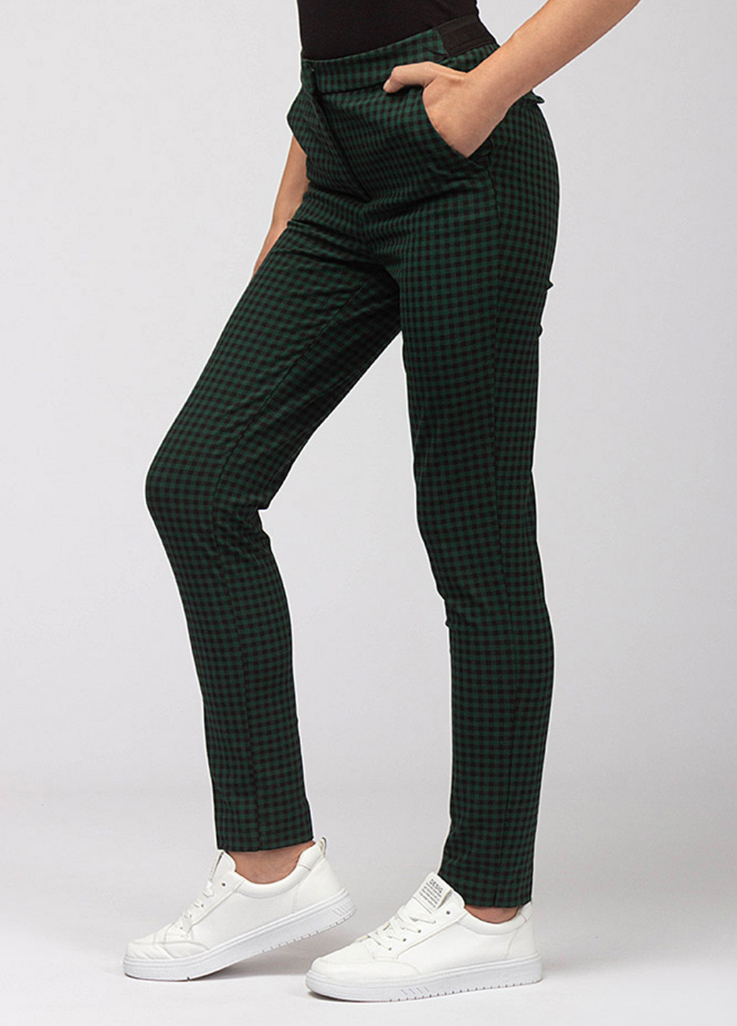 Темно-зеленые кэжуал демисезонные прямые брюки Karol
