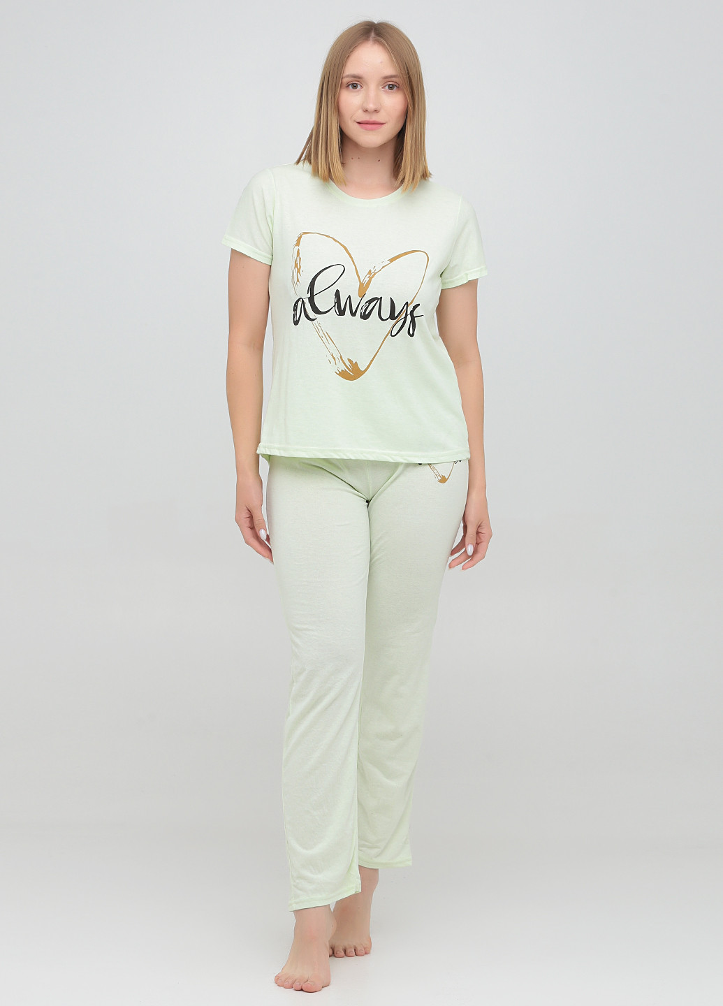 Светло-желтая всесезон пижама (футболка, брюки) футболка + брюки Carla Mara