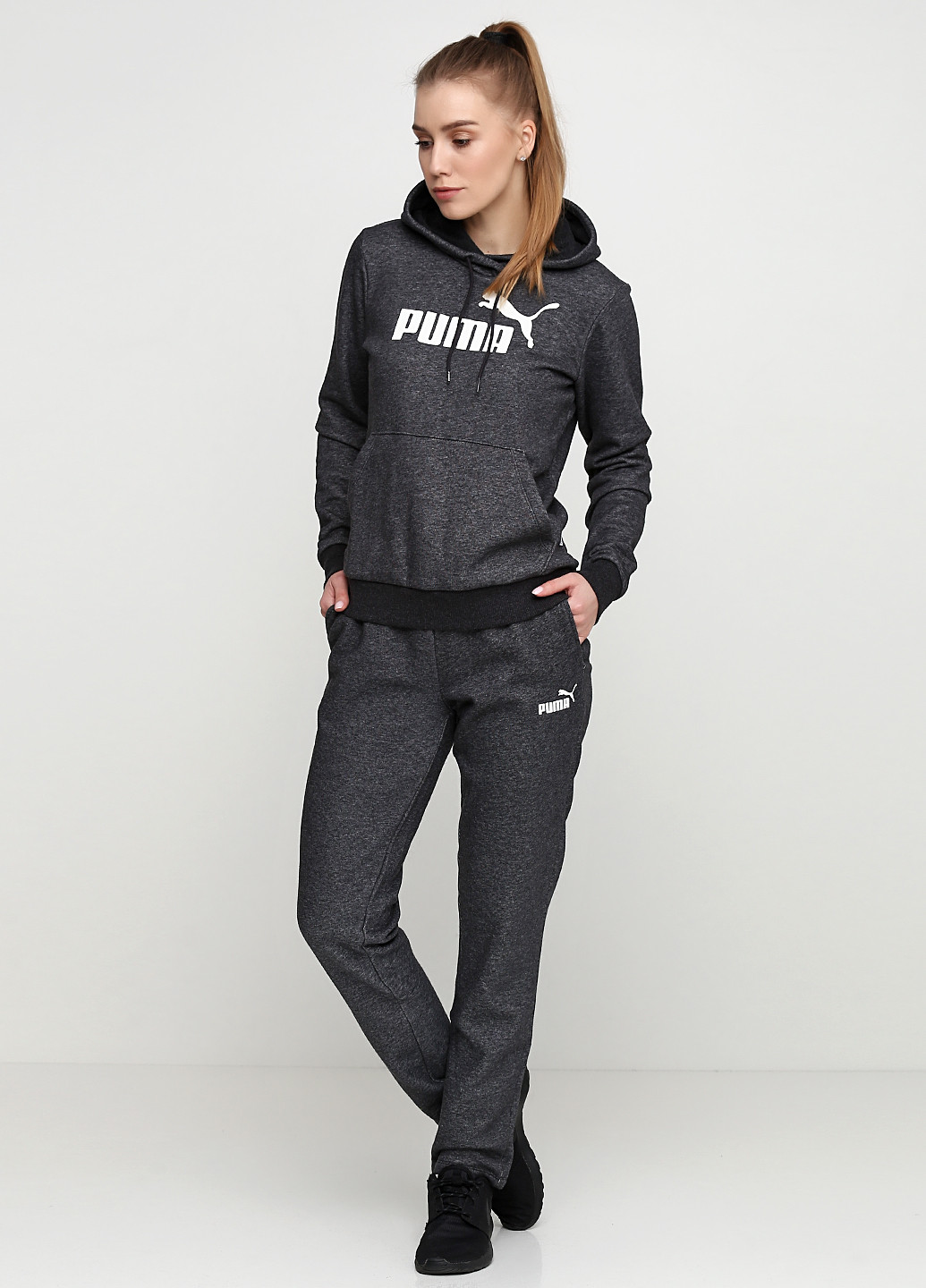 Темно-серые спортивные демисезонные со средней талией брюки Puma