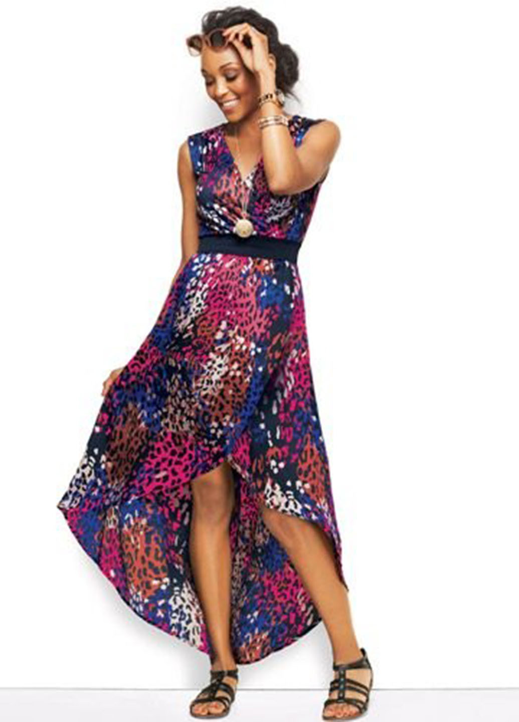 Комбинированное кэжуал платье в стиле ампир Mark леопардовый