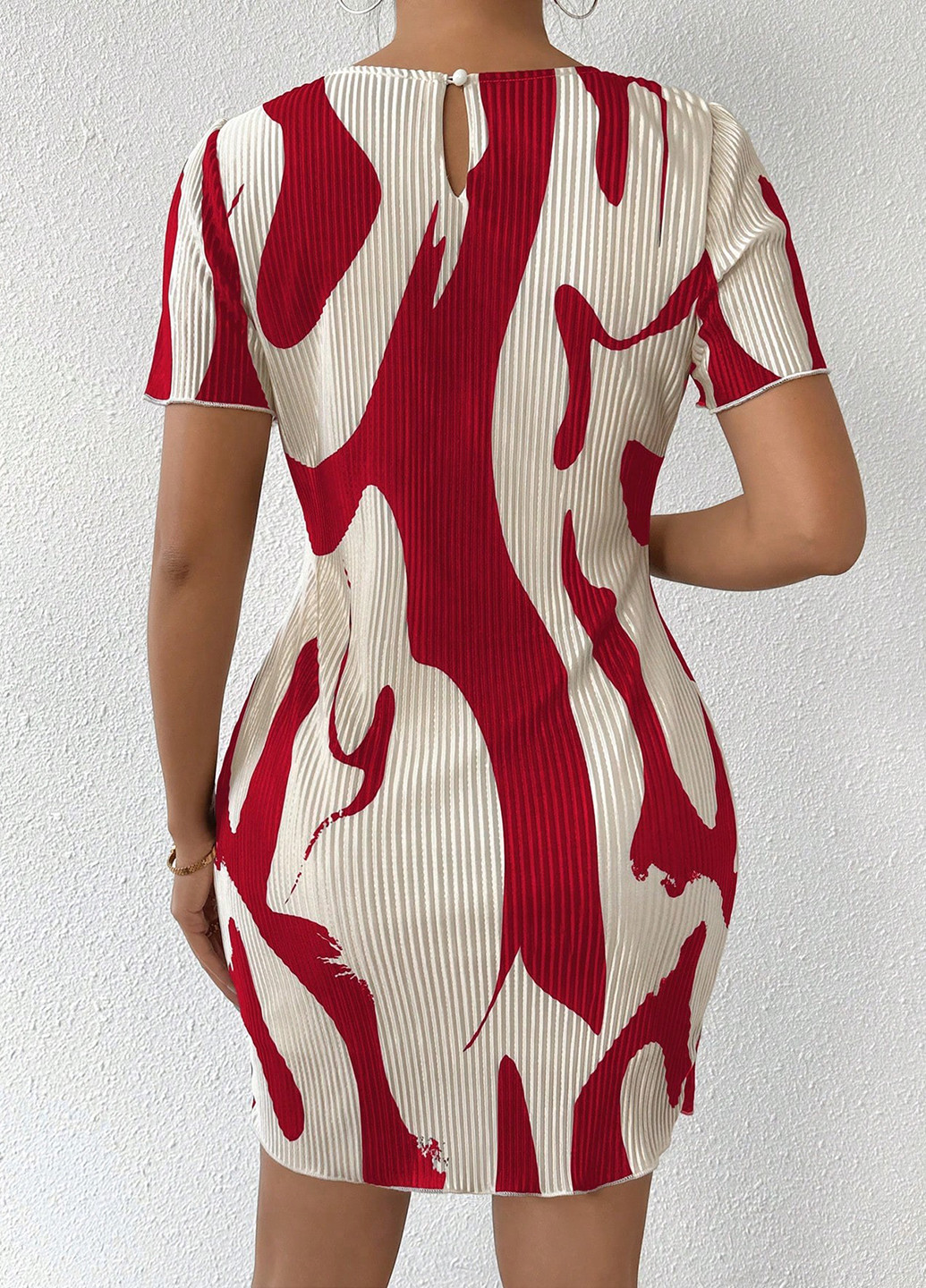 Комбінована кежуал сукня сукня-футболка, силуетна SHEIN з абстрактним візерунком
