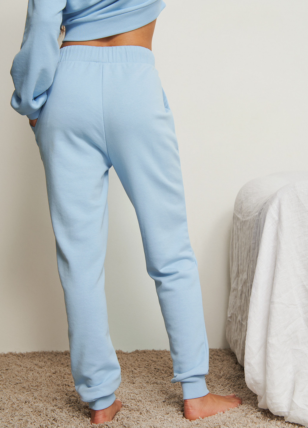 Голубые кэжуал, спортивные демисезонные джоггеры брюки NA-KD