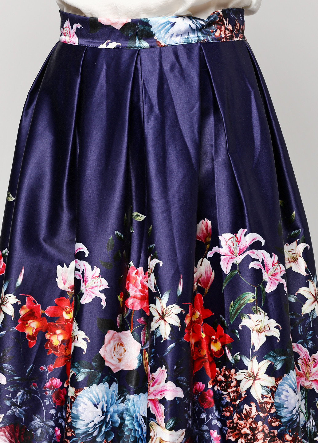 Темно-синяя кэжуал цветочной расцветки юбка RED FASHION миди