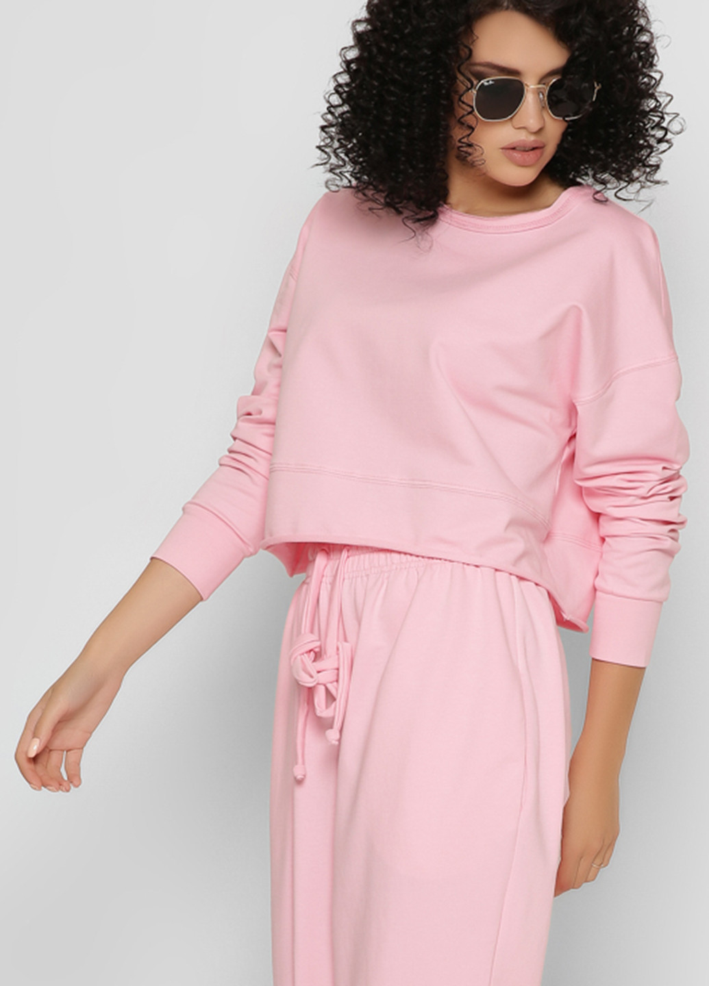 Розовый свитшот Carica однотонный без декора (188441426)