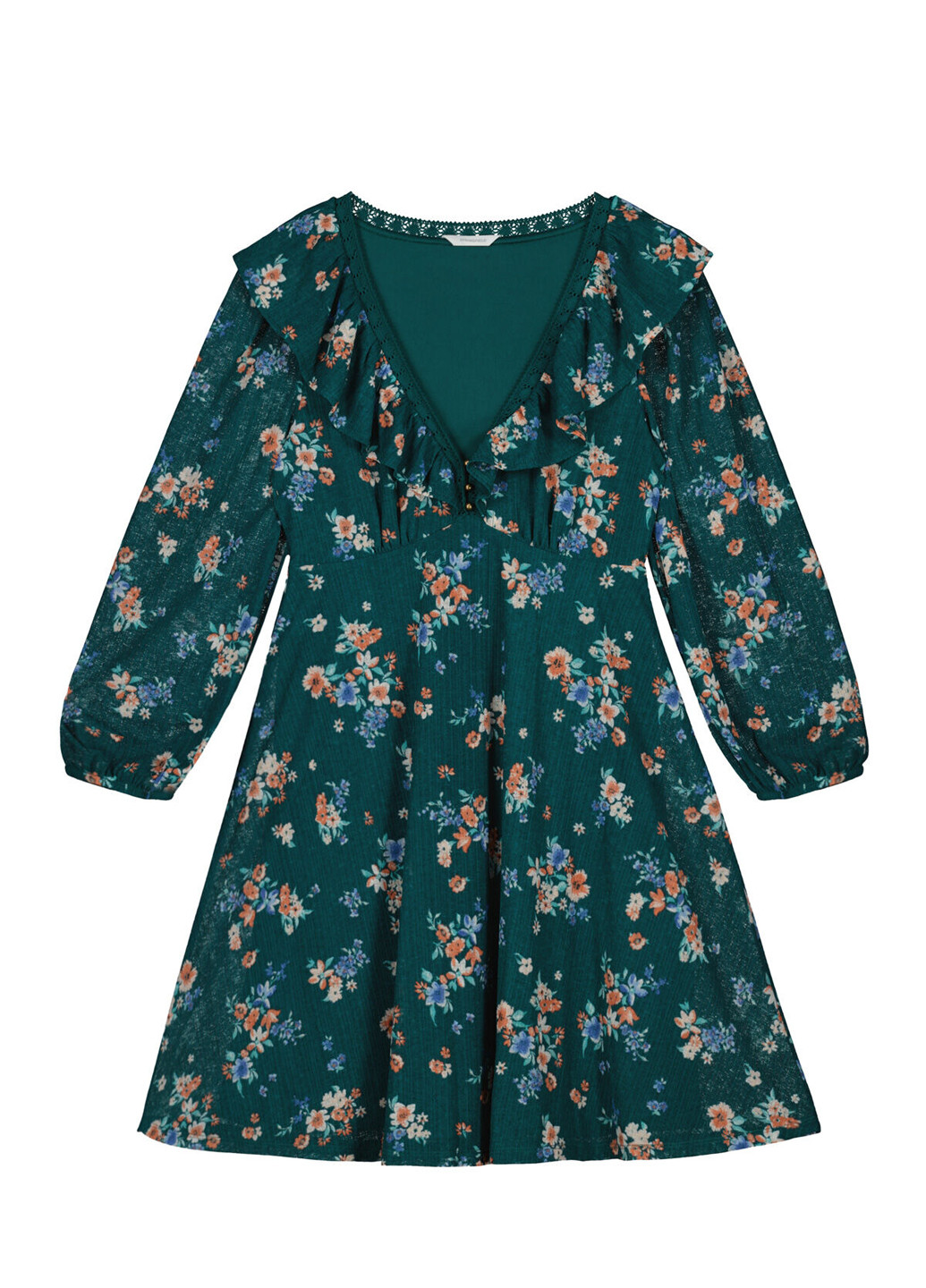 Зеленое кэжуал платье клеш Springfield с цветочным принтом
