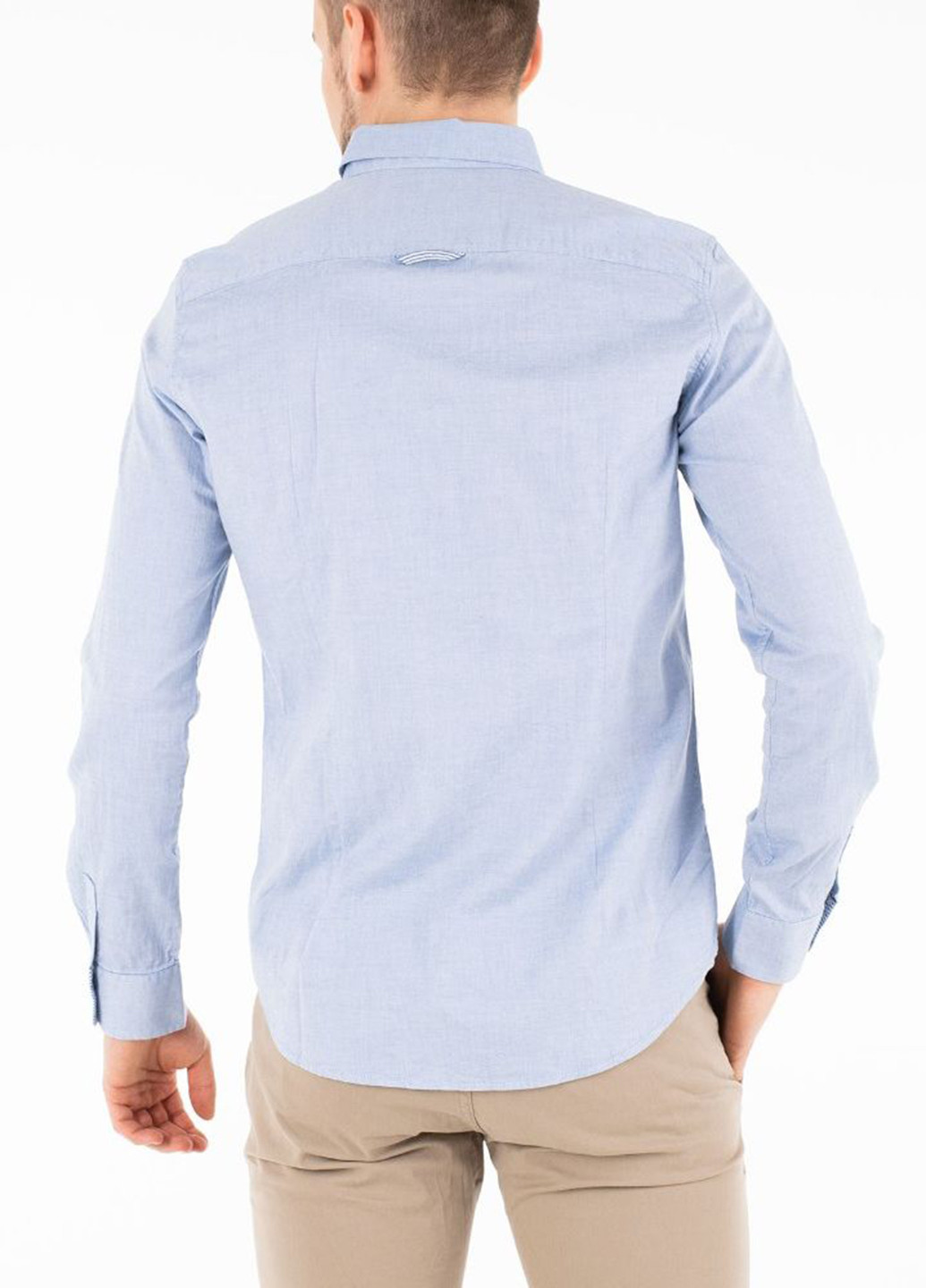 Голубой кэжуал рубашка однотонная Tom Tailor