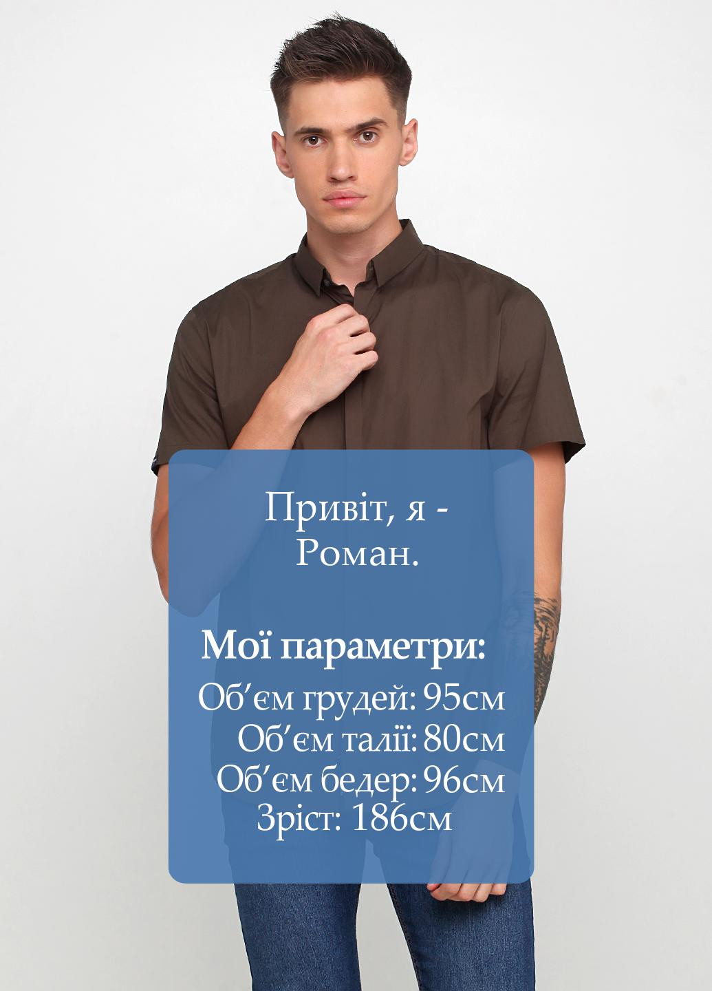 Оливковковая (хаки) кэжуал рубашка однотонная Superdry