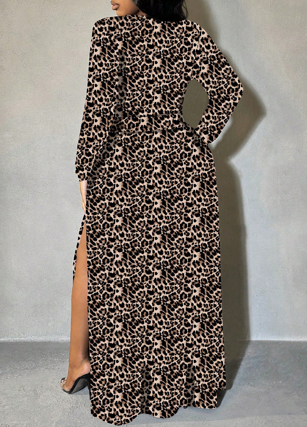 Коричнева святковий, вечірня сукня а-силует SHEIN леопардовий