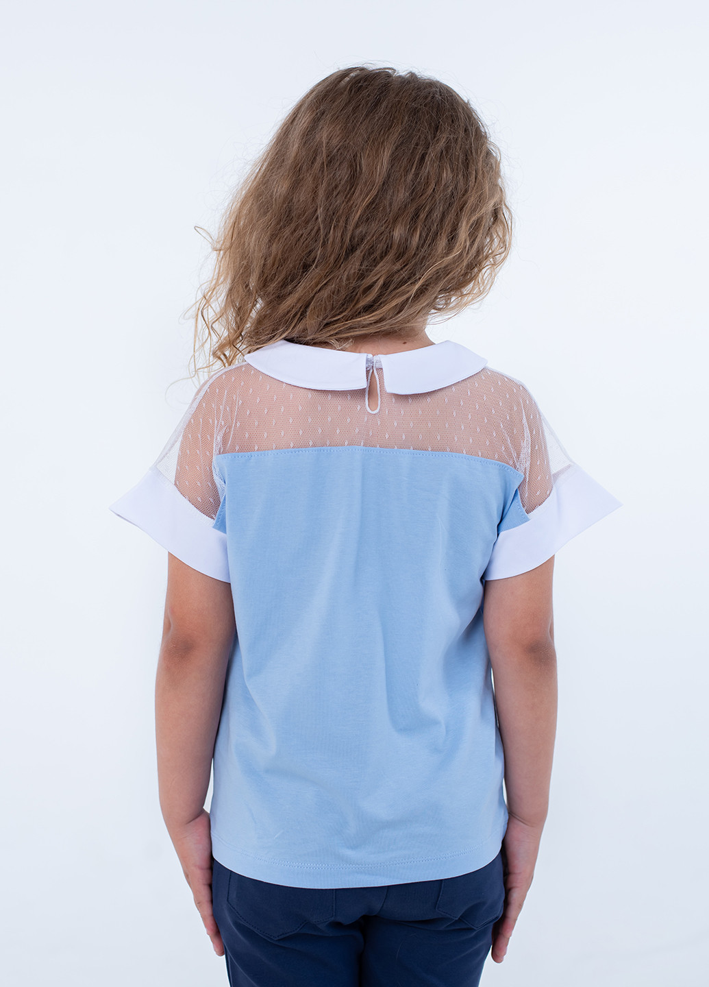 Голубая однотонная блузка Vidoli летняя
