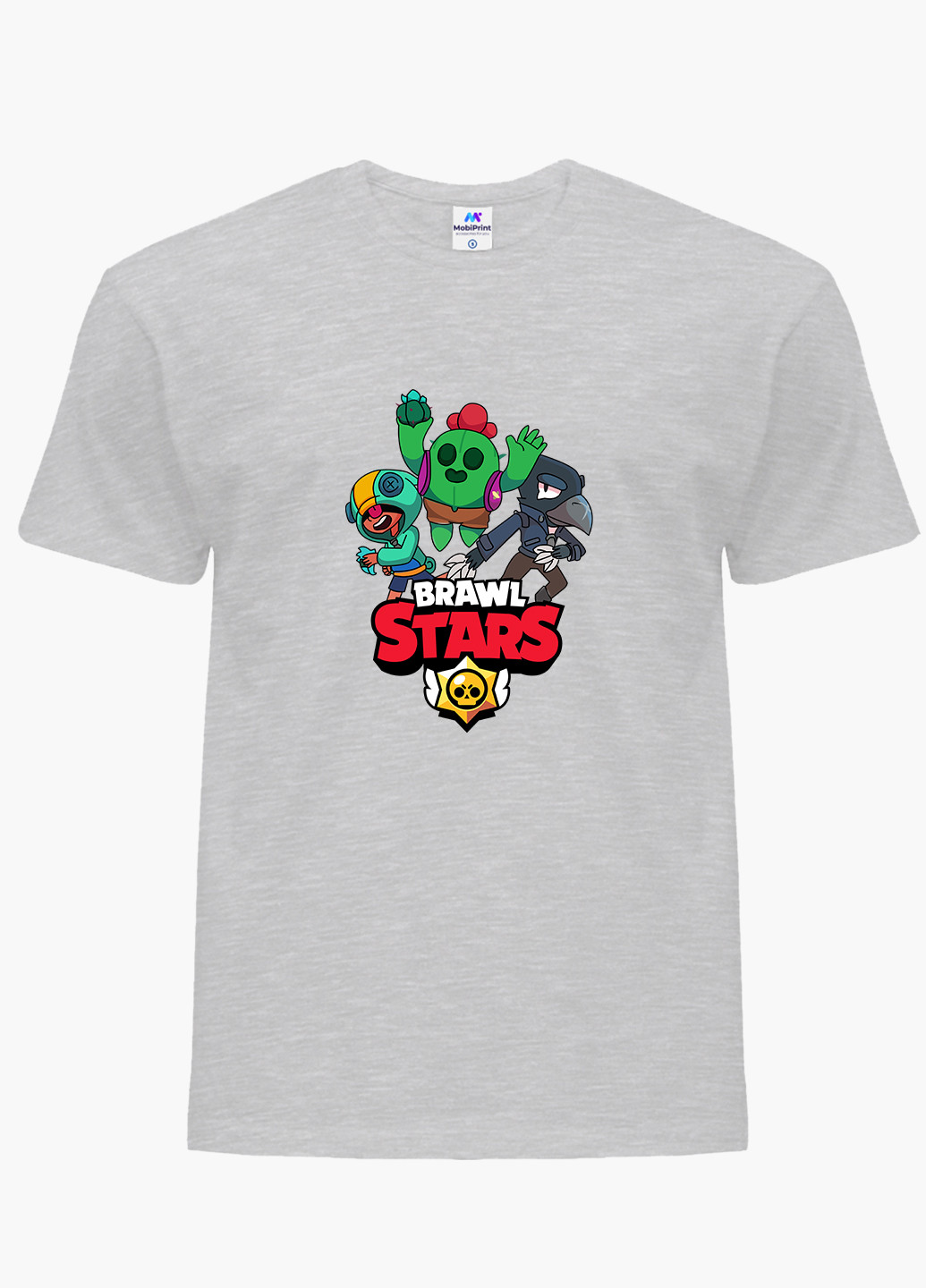 Светло-серая демисезонная футболка детская бравл старс (brawl stars)(9224-1021) MobiPrint