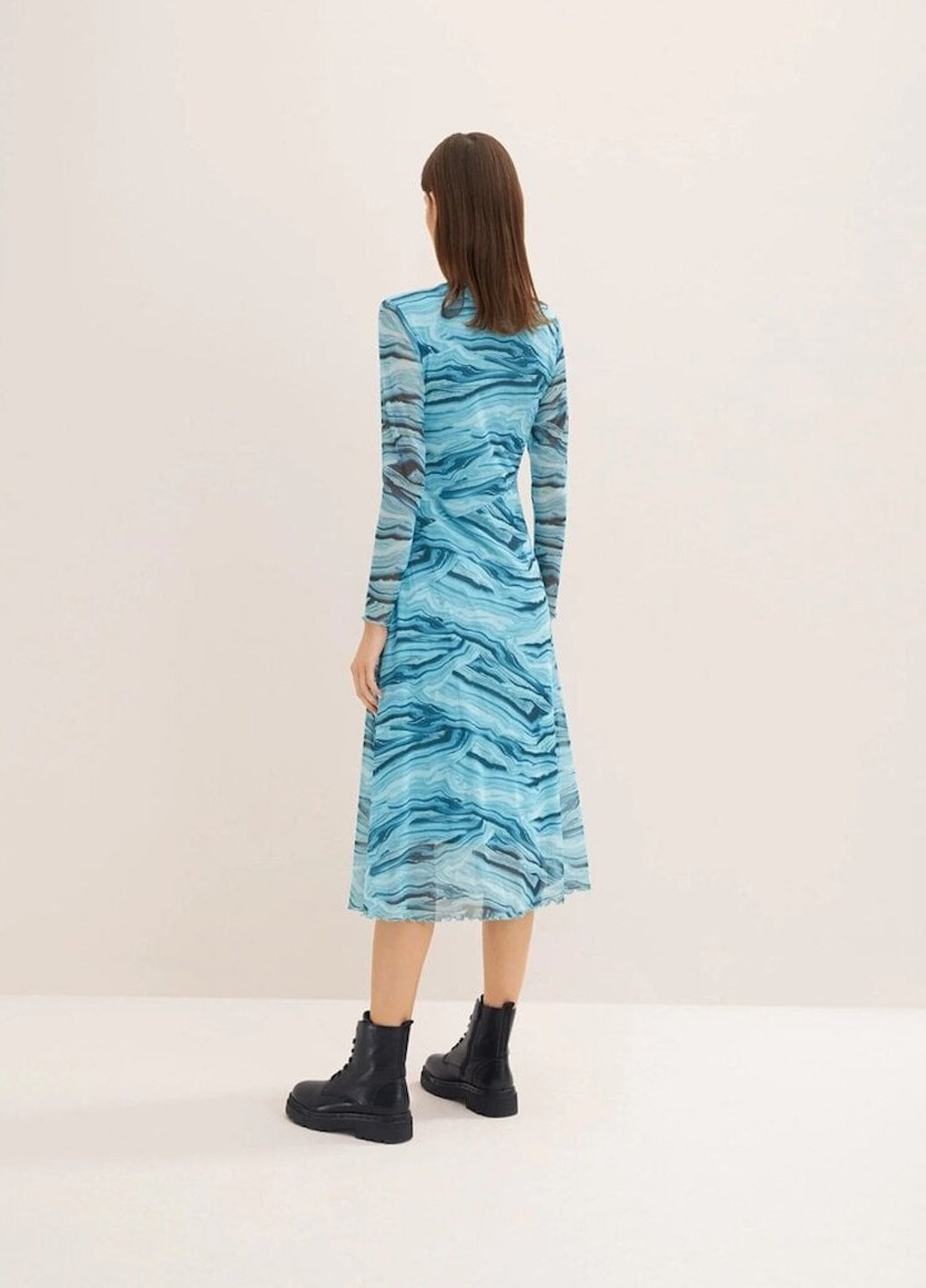 Бірюзова кежуал сукня кльош Tom Tailor з абстрактним візерунком