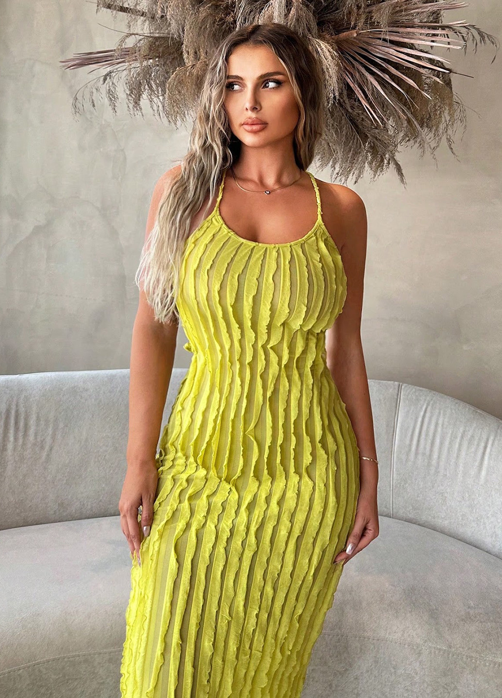 Лайм кежуал сукня силуетна, з відкритою спиною SHEIN однотонна