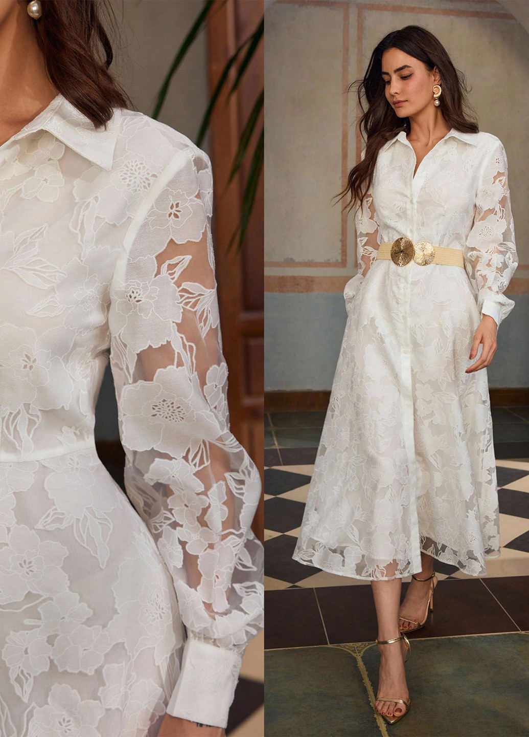 Белое праздничный, коктейльное, вечернее платье клеш SHEIN однотонное