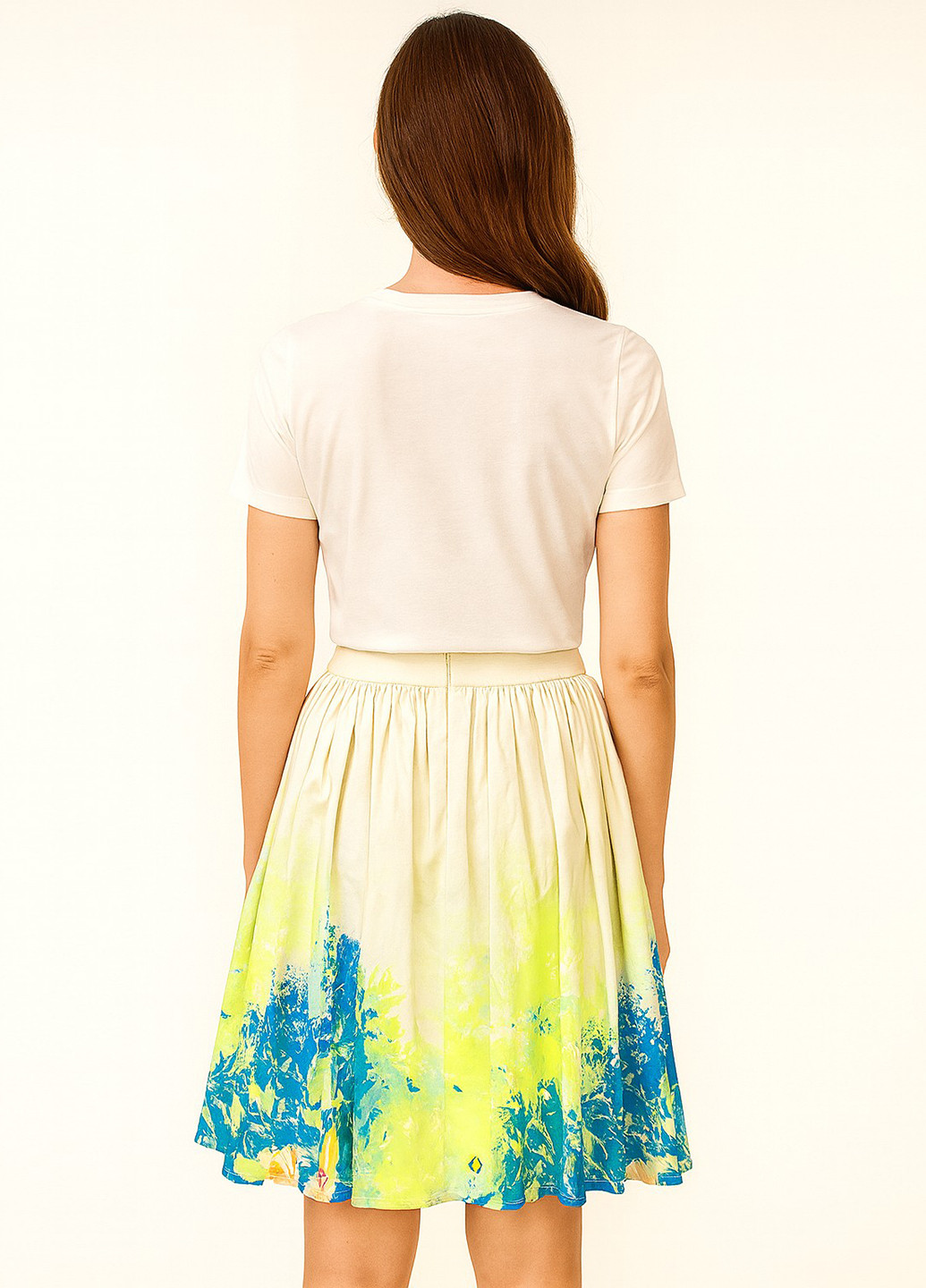 Молочная кэжуал с абстрактным узором юбка Sassofono клешированная