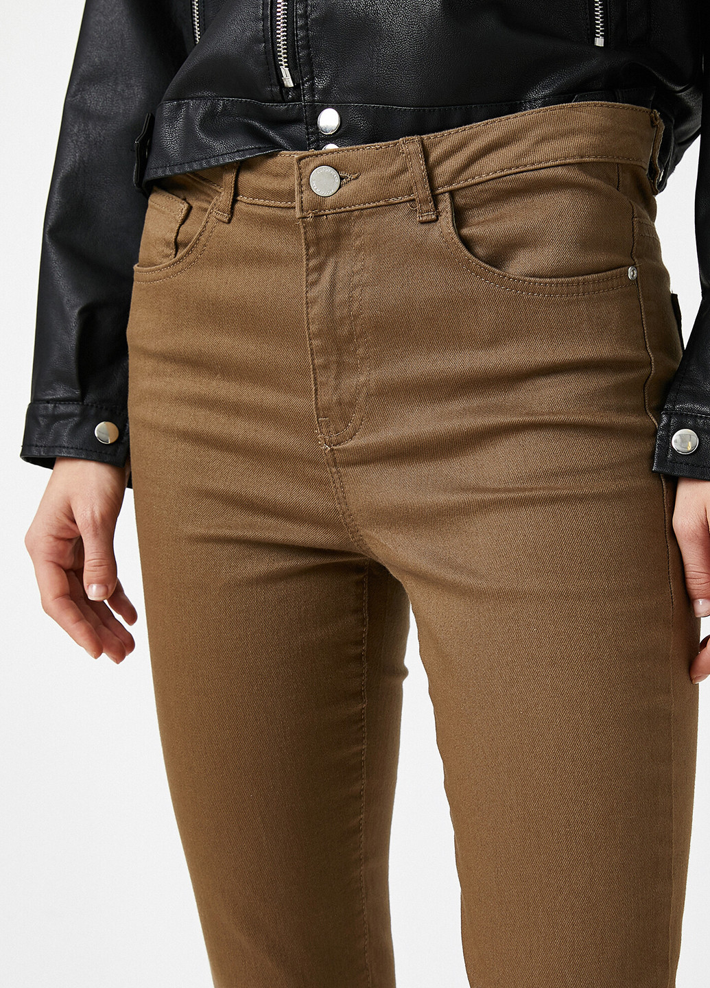 Темно-коричневые демисезонные зауженные джинсы KOTON