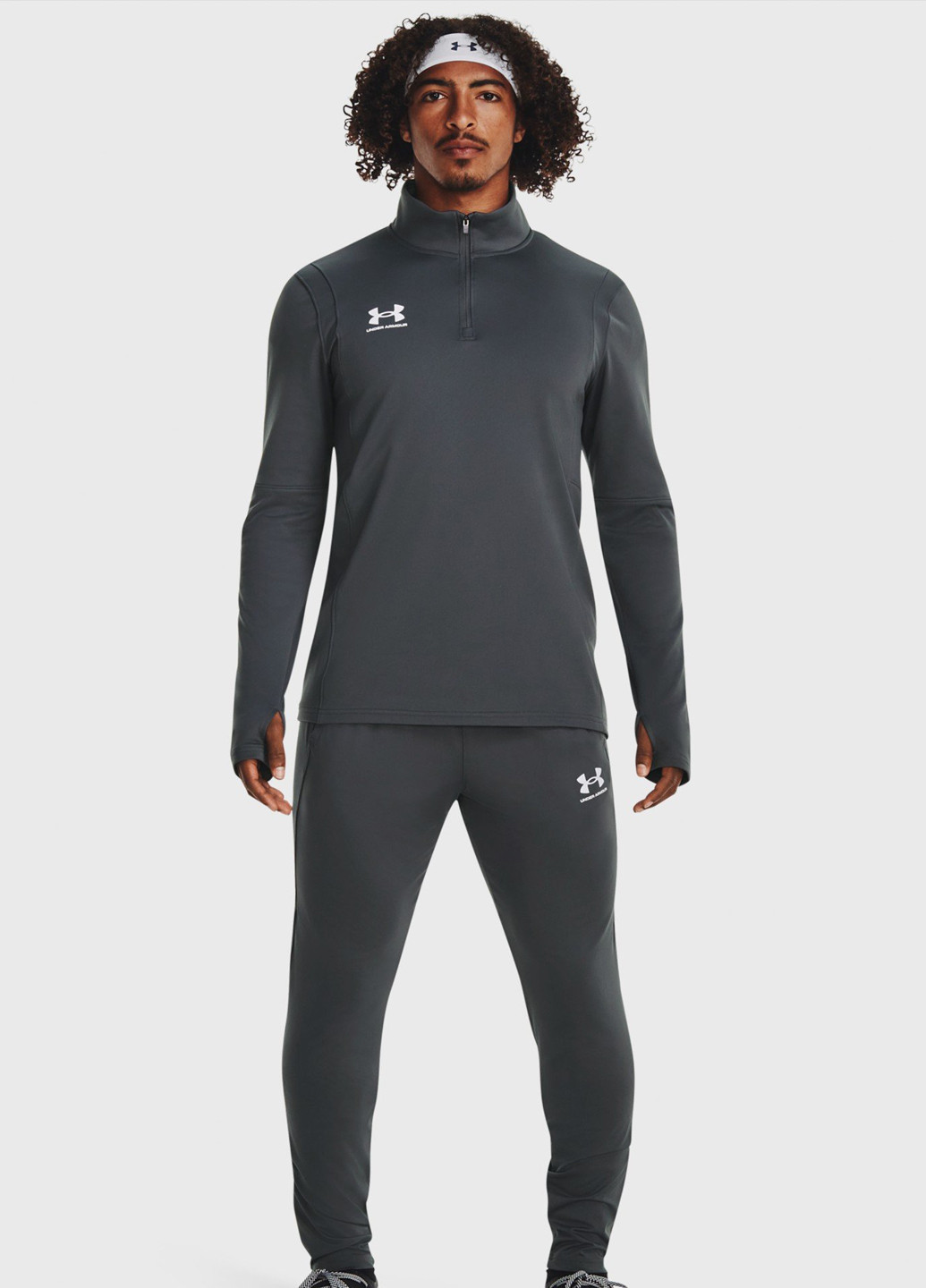 Лонгслів Under Armour логотип сірий спортивні поліестер, трикотаж