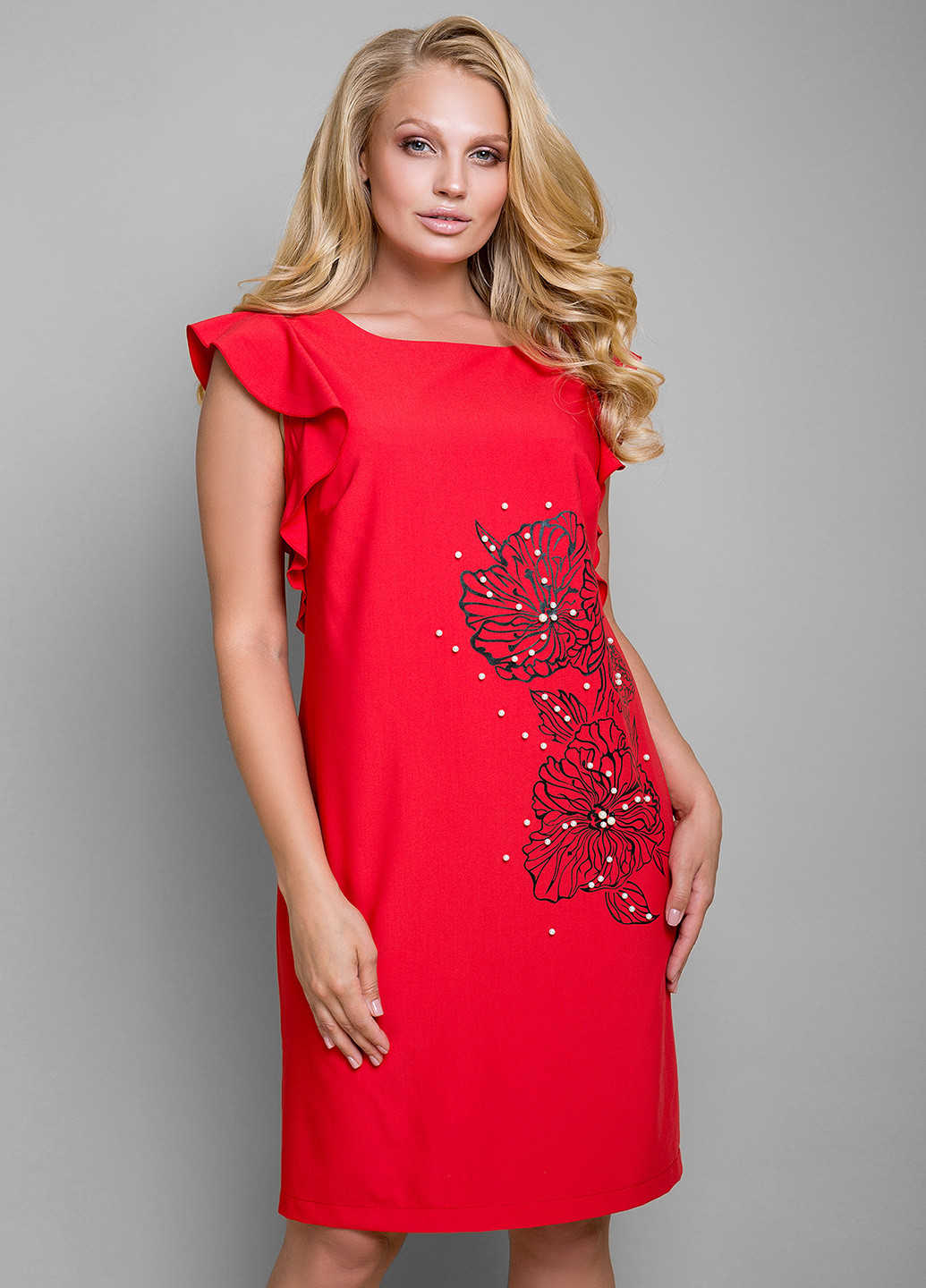 Красное кэжуал платье Luzana с цветочным принтом
