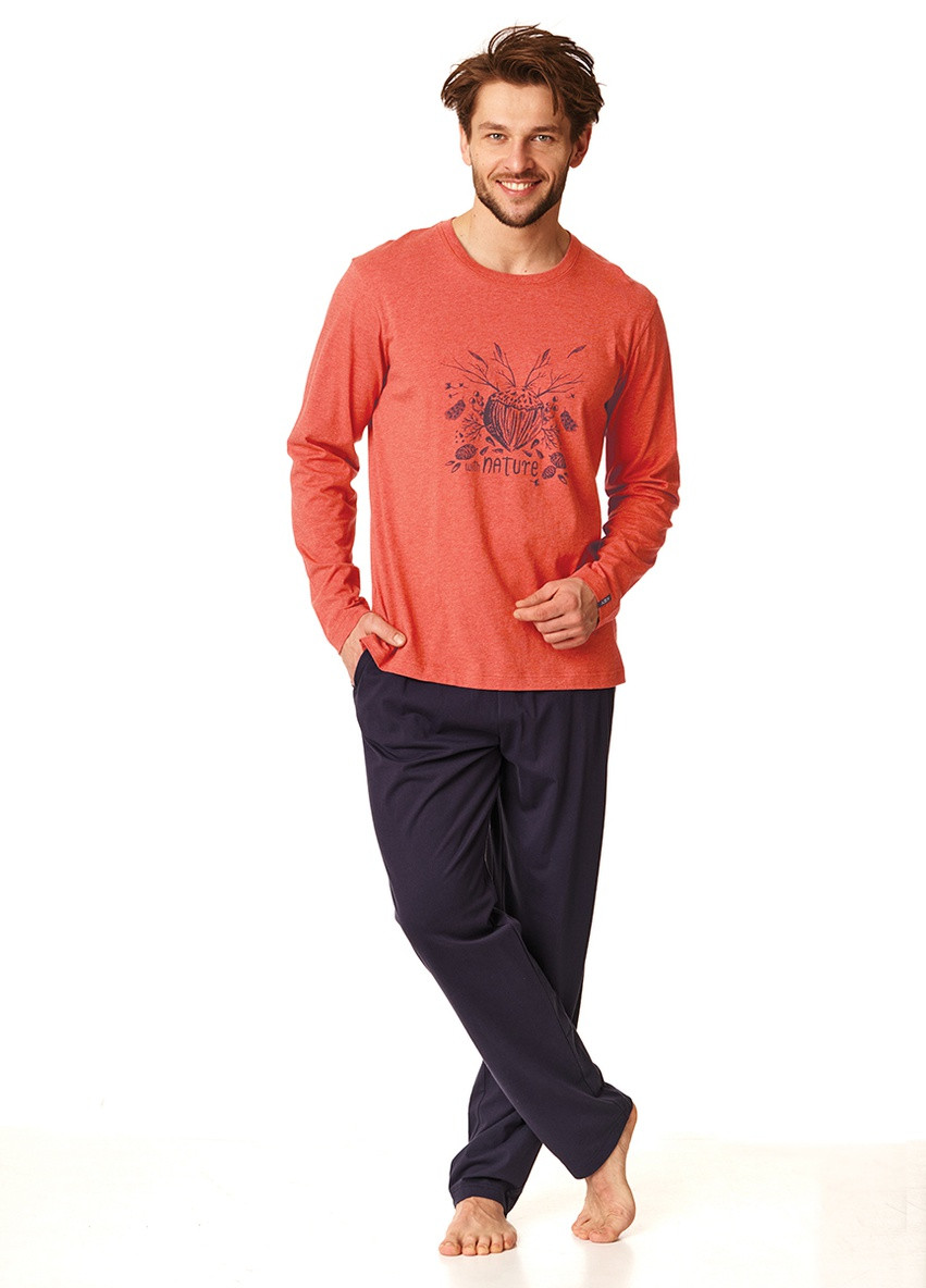 Пижама мужская прямые брюки и кофта с длинными рукавами MNS 860 B22 Key (254025553)