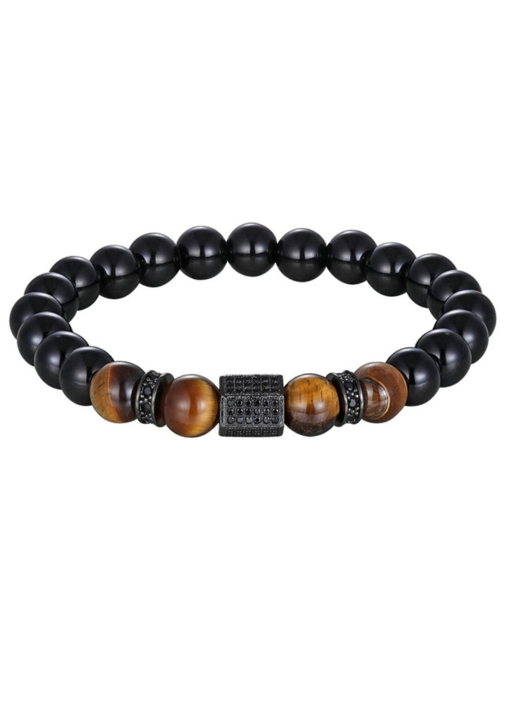 Елітні чоловічі Браслети зі шкіри та каміння Оніксу 22см No Brand (254398589)