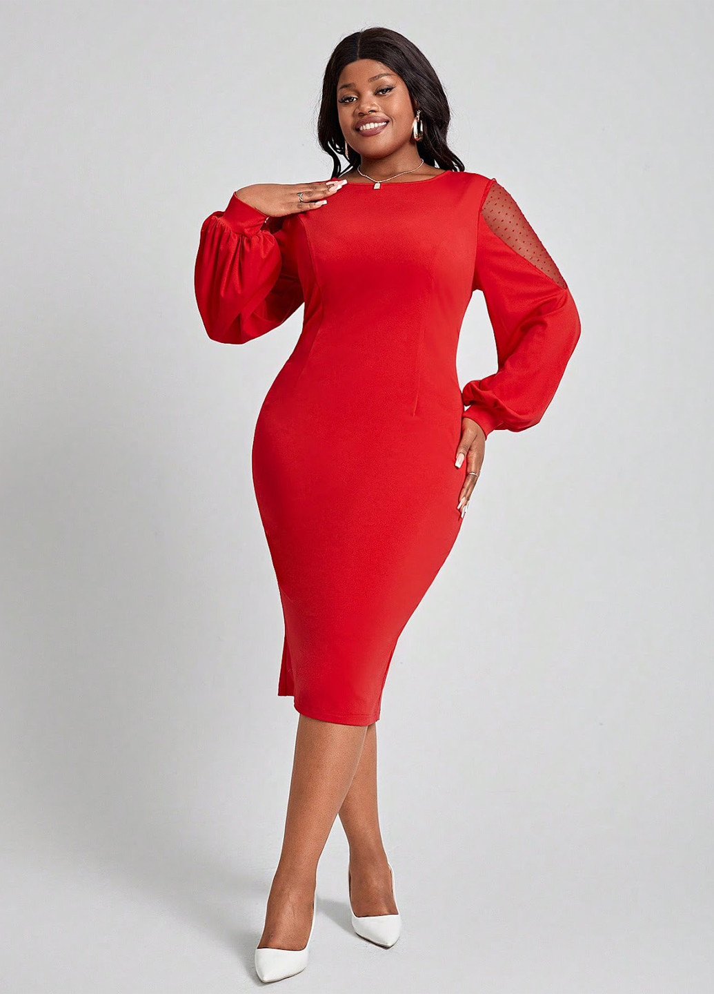 Красное кэжуал платье футляр SHEIN однотонное