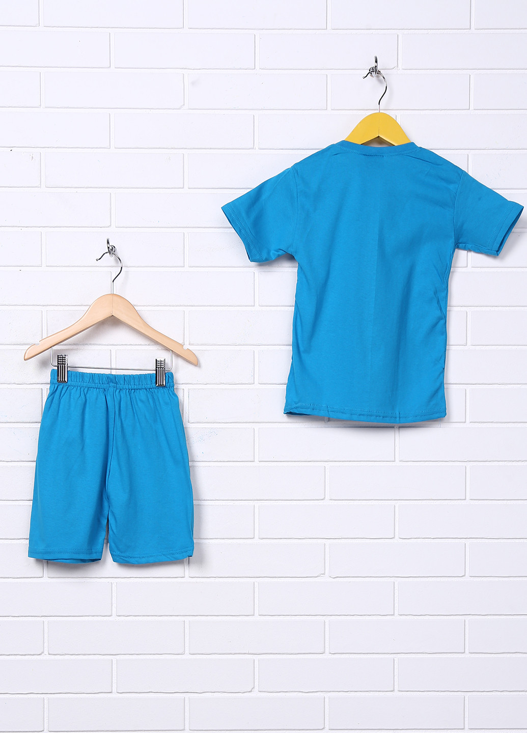 Темно-блакитний літній комплект ( футболка, шорты) Enes