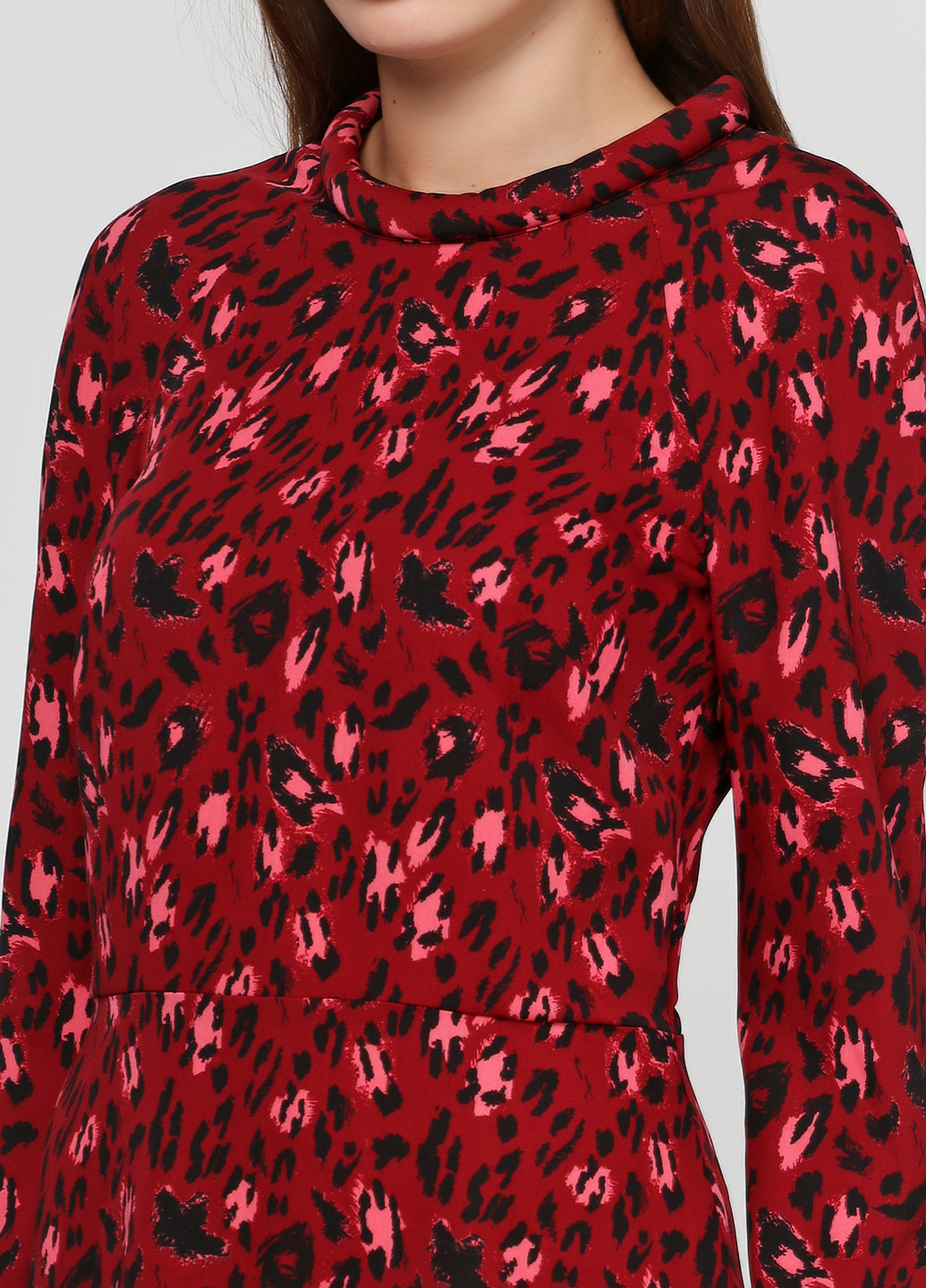 Бордовое кэжуал платье с длинным рукавом & Other Stories с животным (анималистичным) принтом