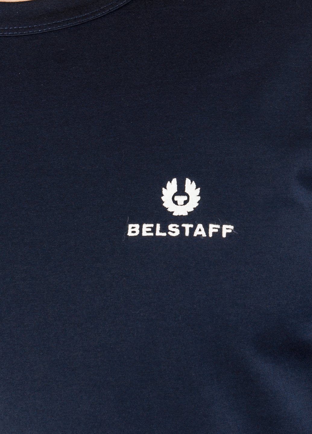 Лонгслів Belstaff однотонний темно-синій кежуали бавовна, трикотаж