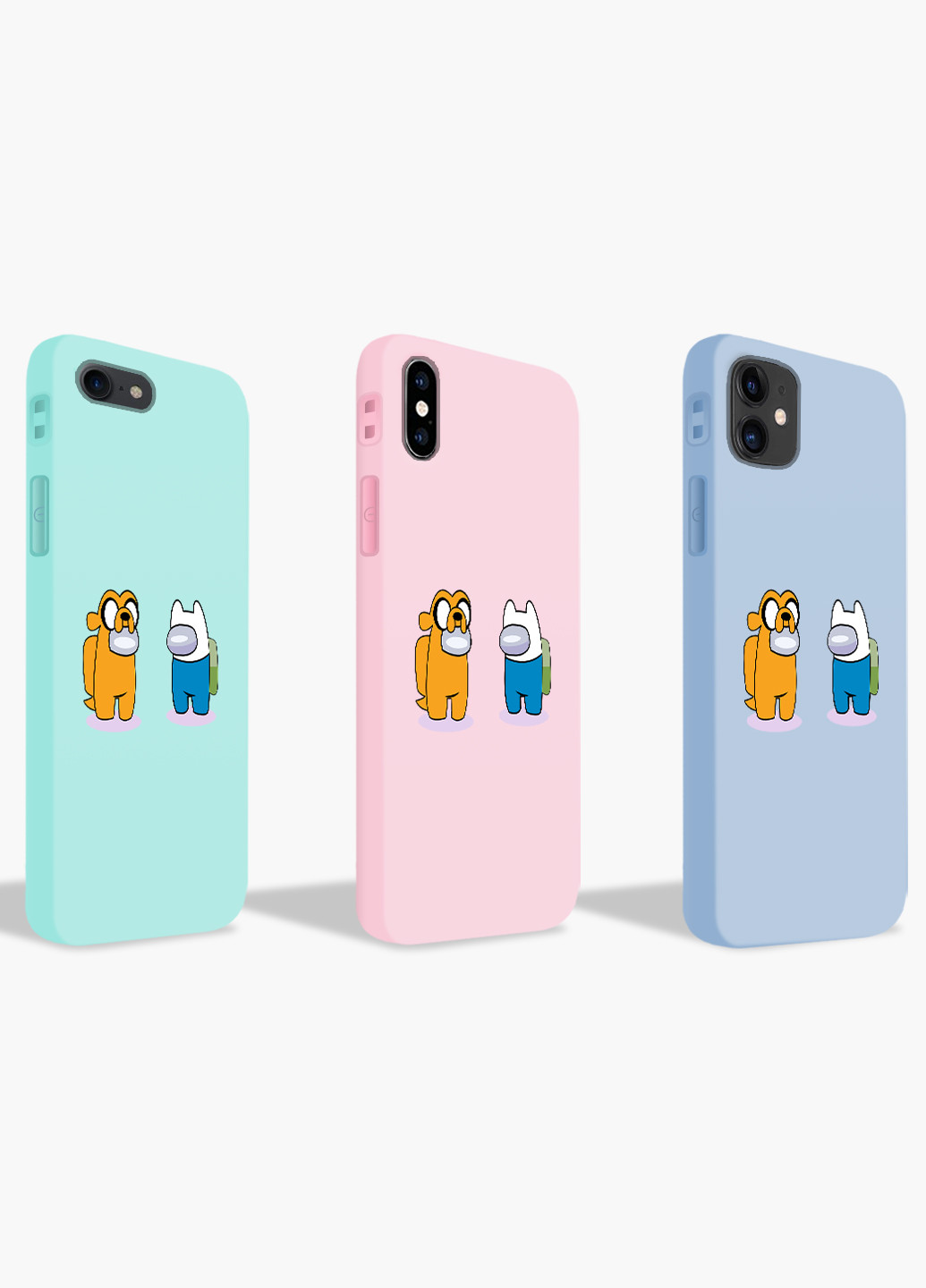 Чехол силиконовый Apple Iphone X Амонг Ас Время приключений Фин и Джейк (Among Us Adventure Time Finn & Jake) (6129-2414) MobiPrint (219566303)