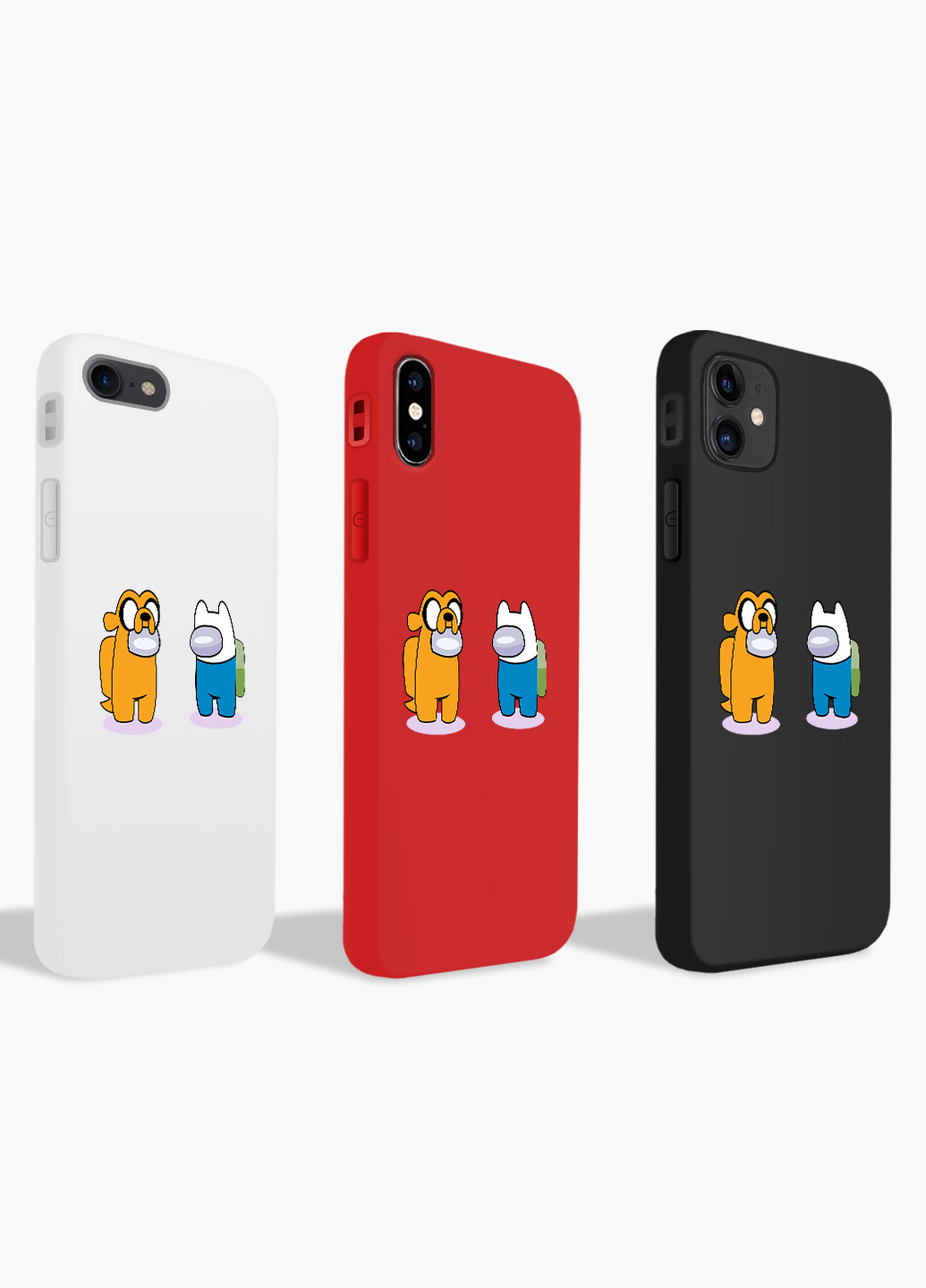 Чехол силиконовый Apple Iphone X Амонг Ас Время приключений Фин и Джейк (Among Us Adventure Time Finn & Jake) (6129-2414) MobiPrint (219566303)