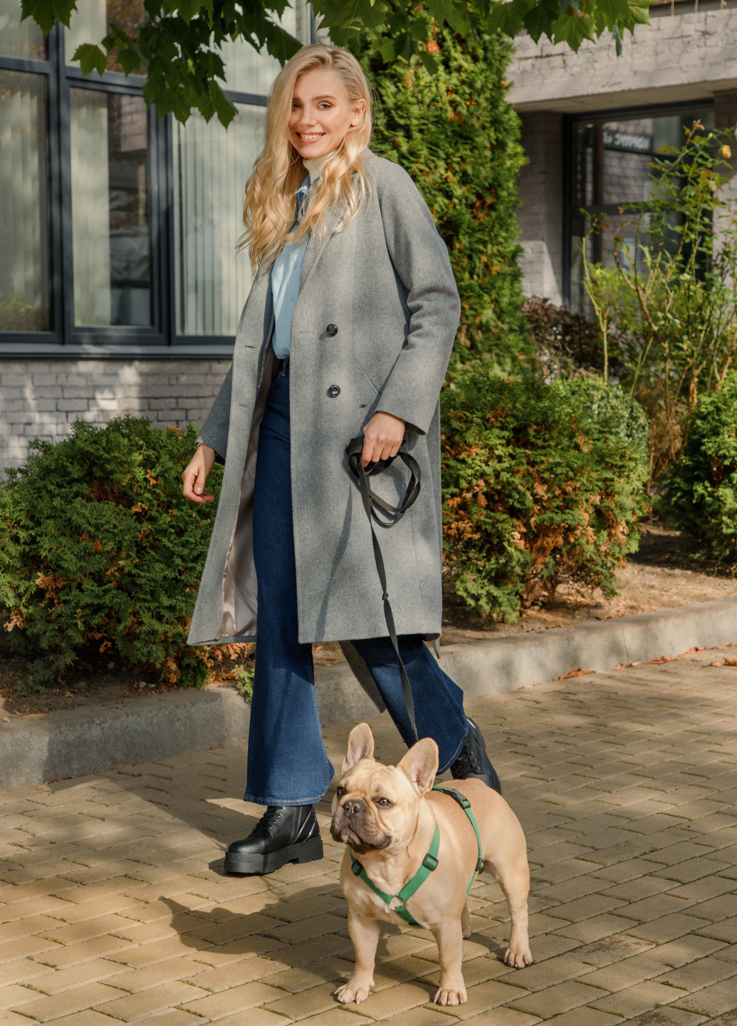 Сіре демісезонне Пальто двобортне Florens