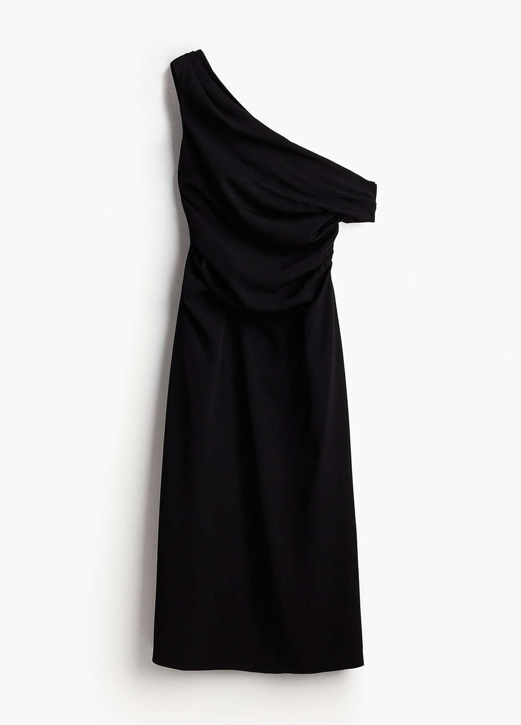 Чорна коктейльна, кежуал сукня на одне плече H&M однотонна
