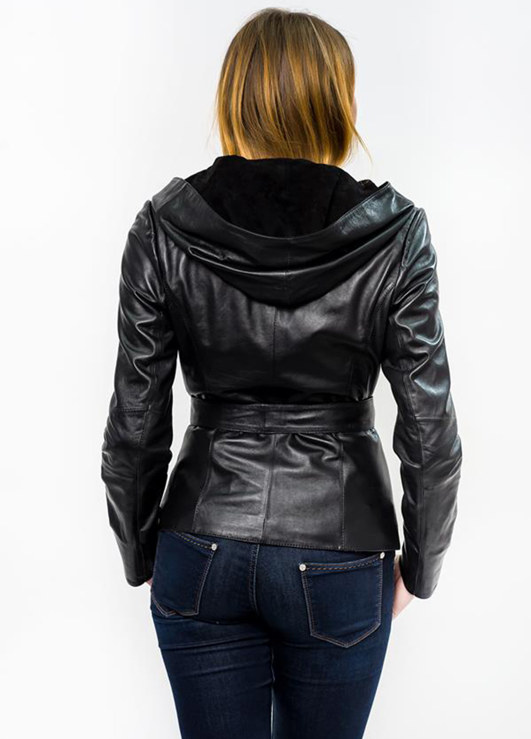 Черная демисезонная куртка кожаная Fabio Monti