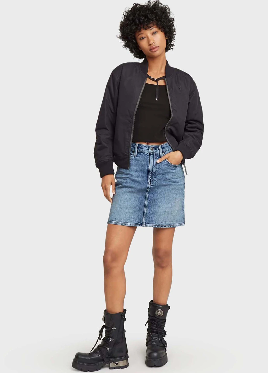 Синяя джинсовая однотонная юбка G-Star Raw