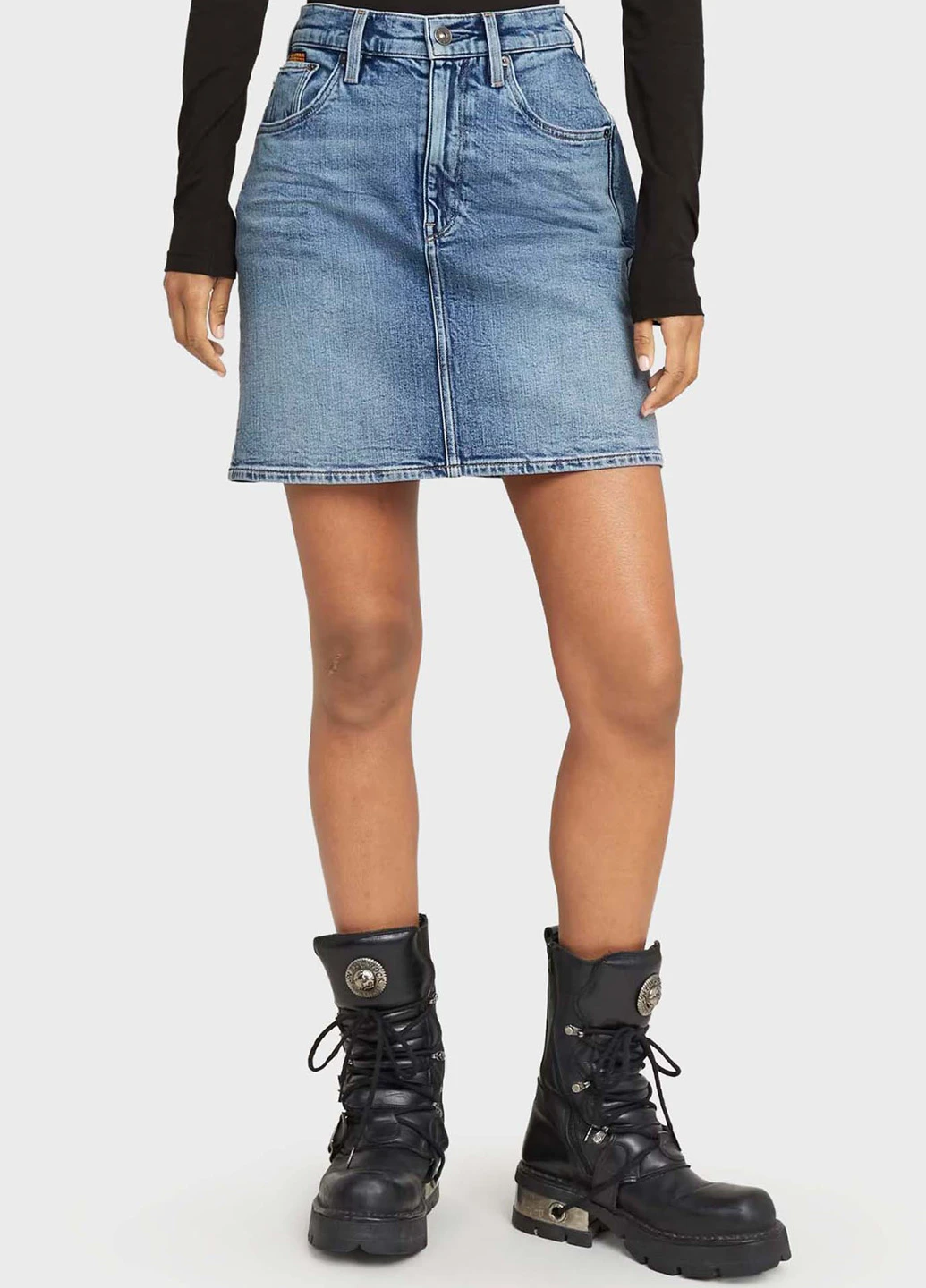 Синяя джинсовая однотонная юбка G-Star Raw