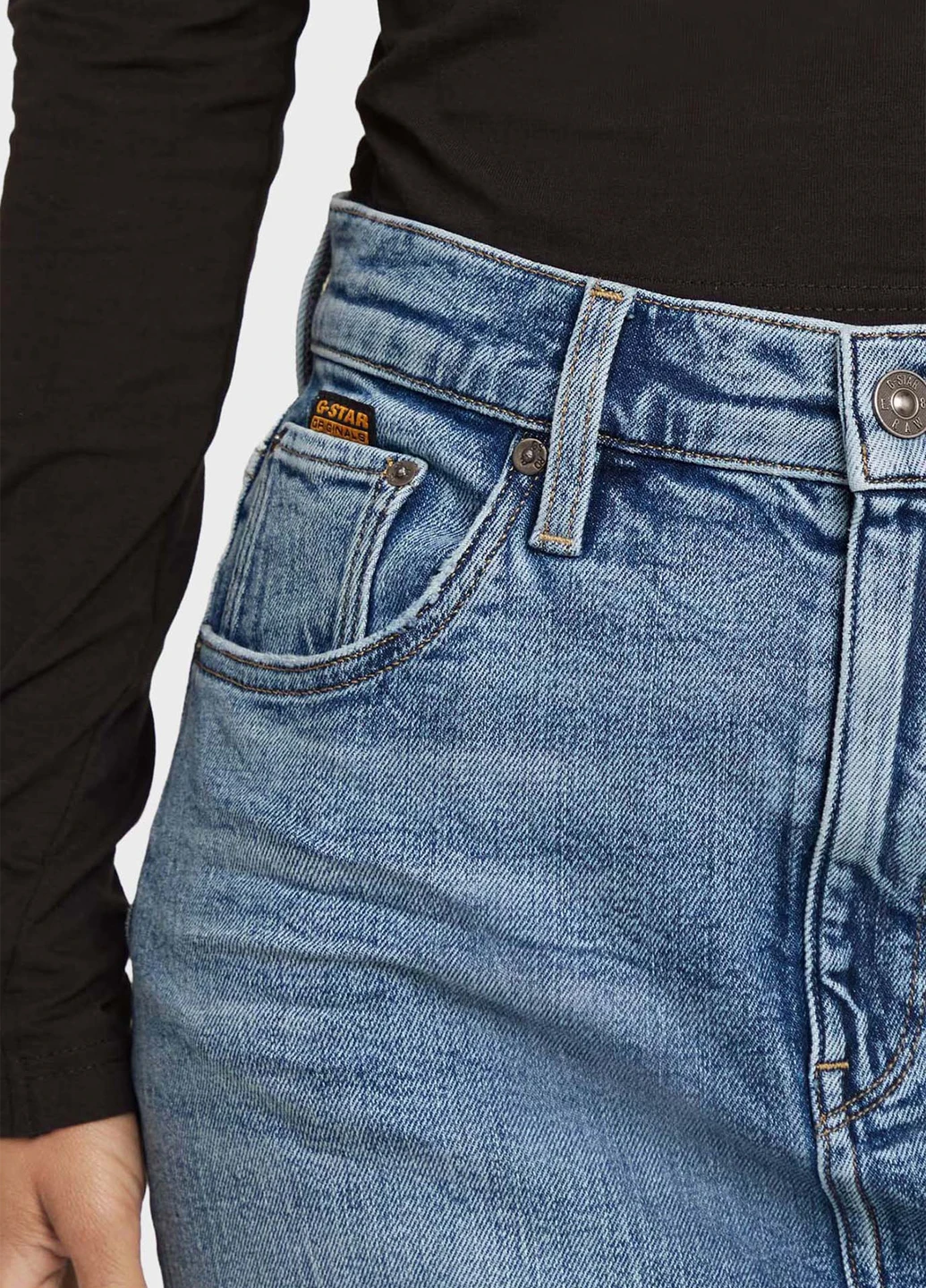 Синяя джинсовая однотонная юбка G-Star Raw