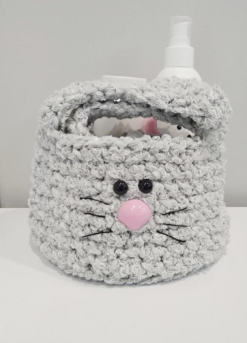 В'язаний кошик органайзер Кролик для дрібниць косметики прикрас ручної роботи 15х12 см (23563-Нов) Francesco Marconi (251847646)