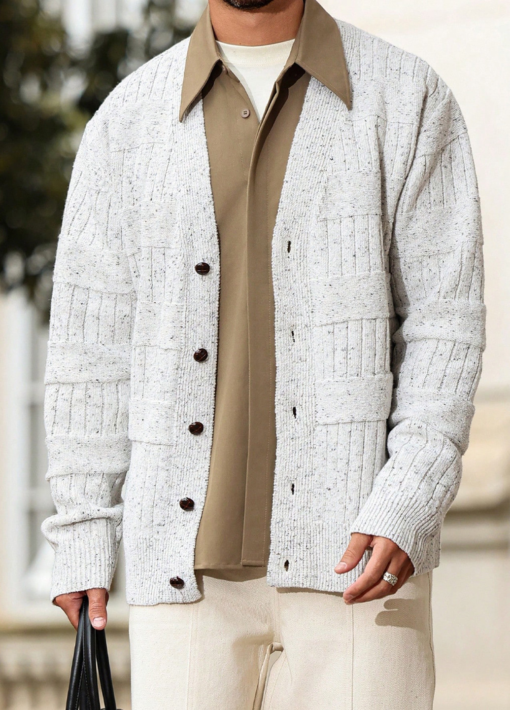 Молочный демисезонный кардиган SHEIN