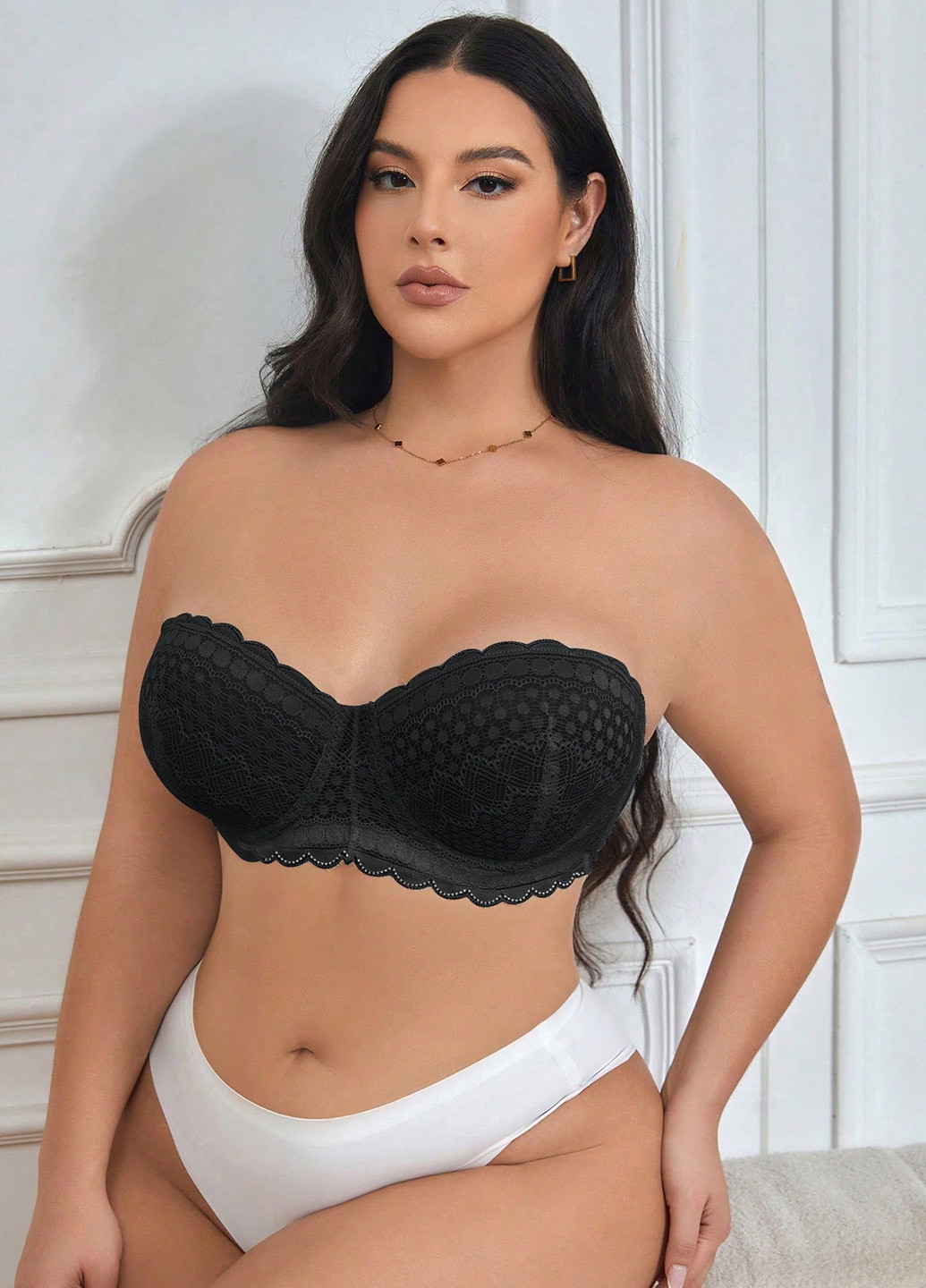 Чёрный балконет бюстгальтер (3 шт.) SHEIN с косточками полиамид