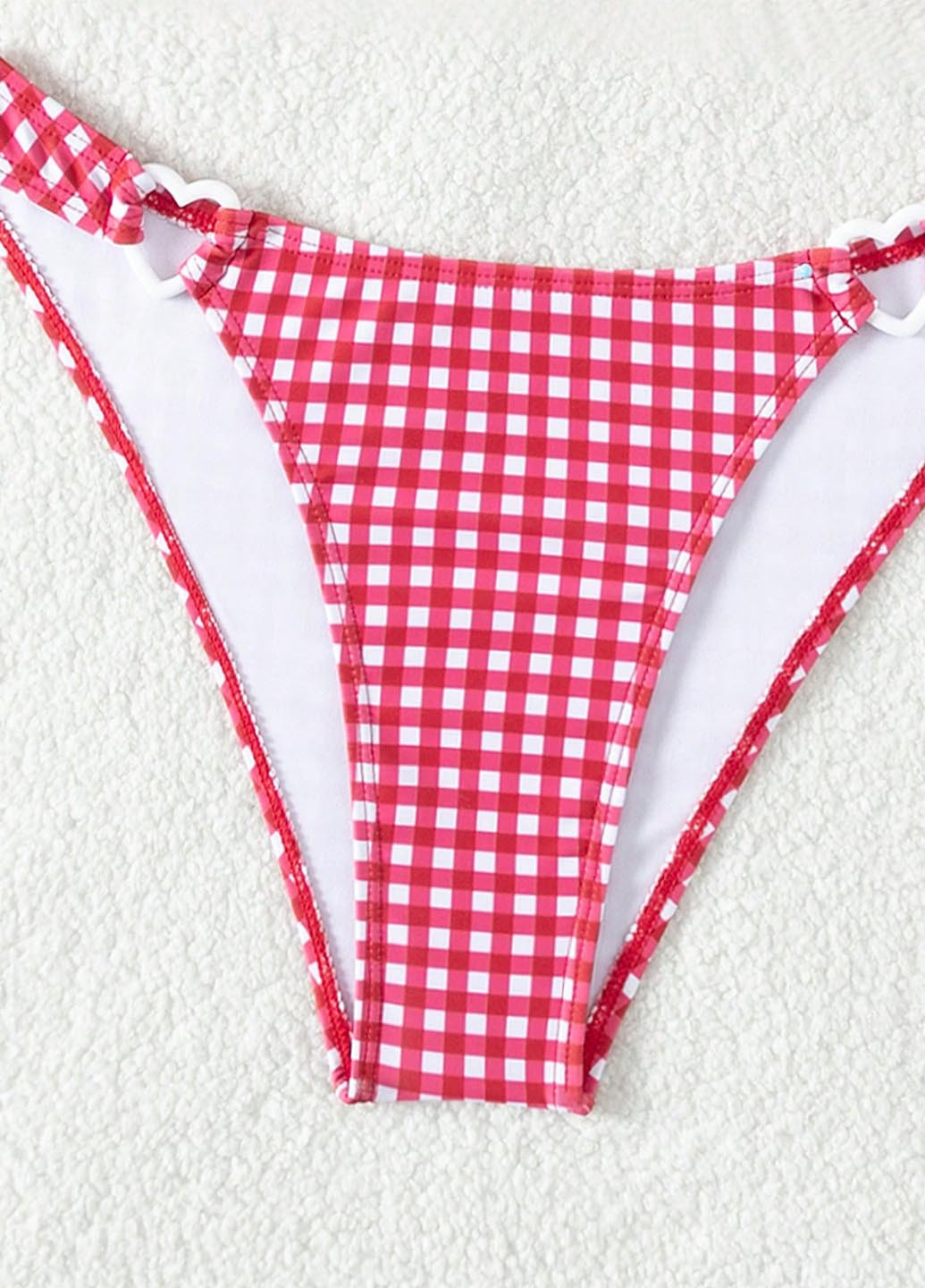 Красный летний купальник (купальный лиф, трусики) балконет, раздельный SHEIN