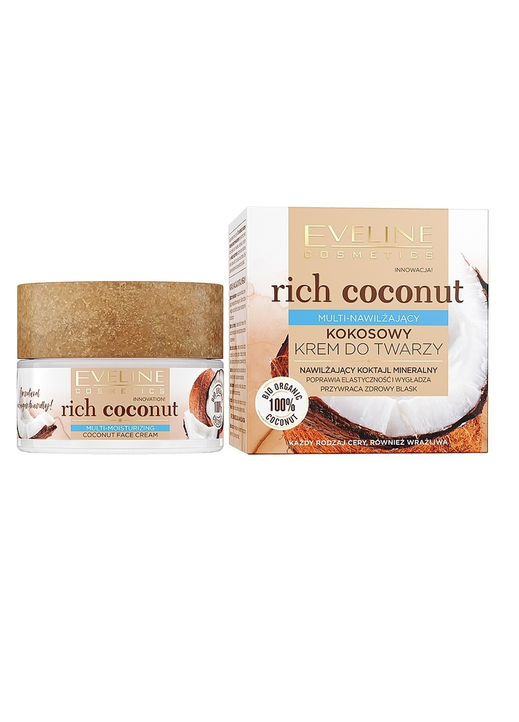 Интенсивный увлажняющий Кокосовый крем для лица серии Rich Coconut 50 мл Eveline (253853521)